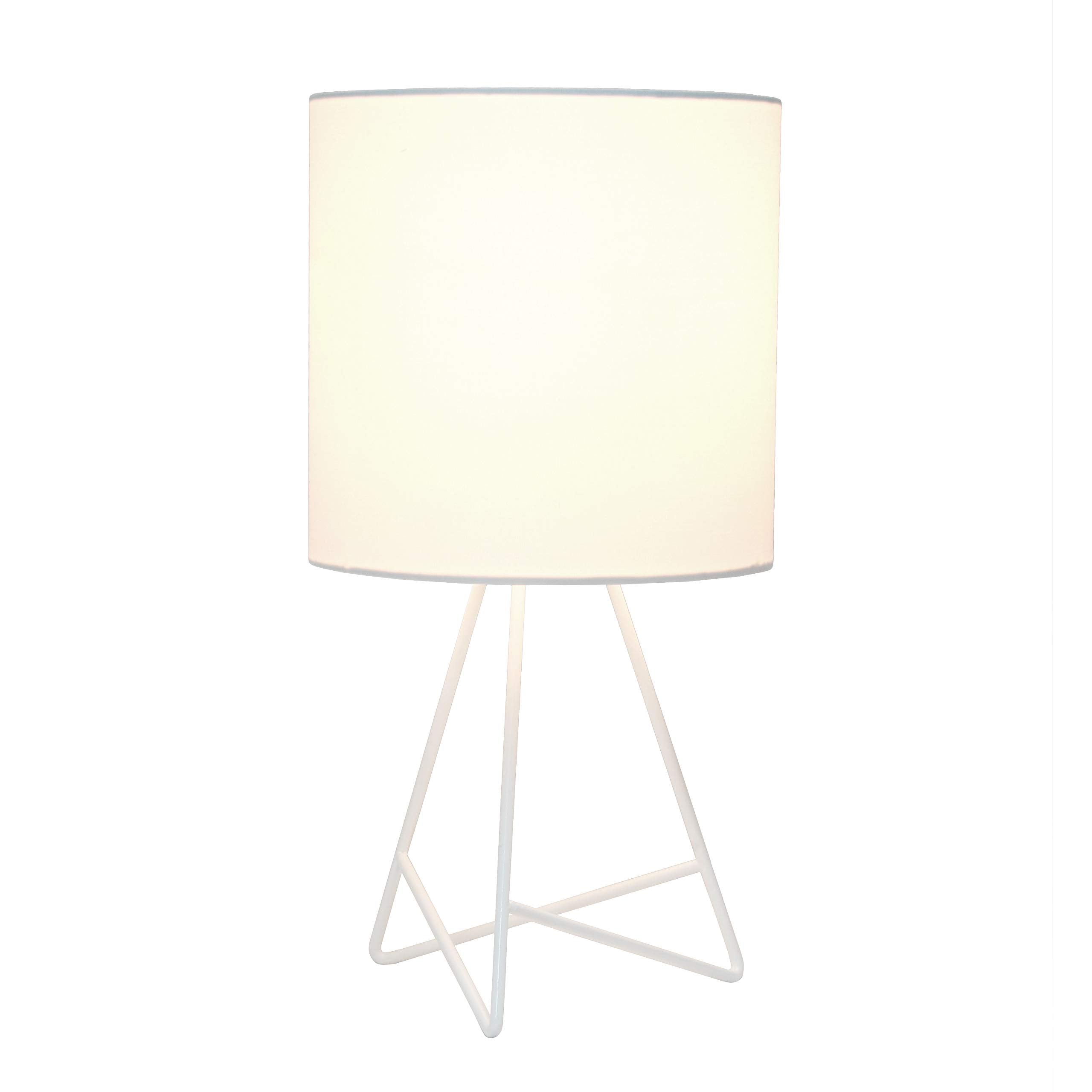 Simple Designs Lt2066-Wow 14 White Metal Table Lamp With Fabric Shade, No Bulb