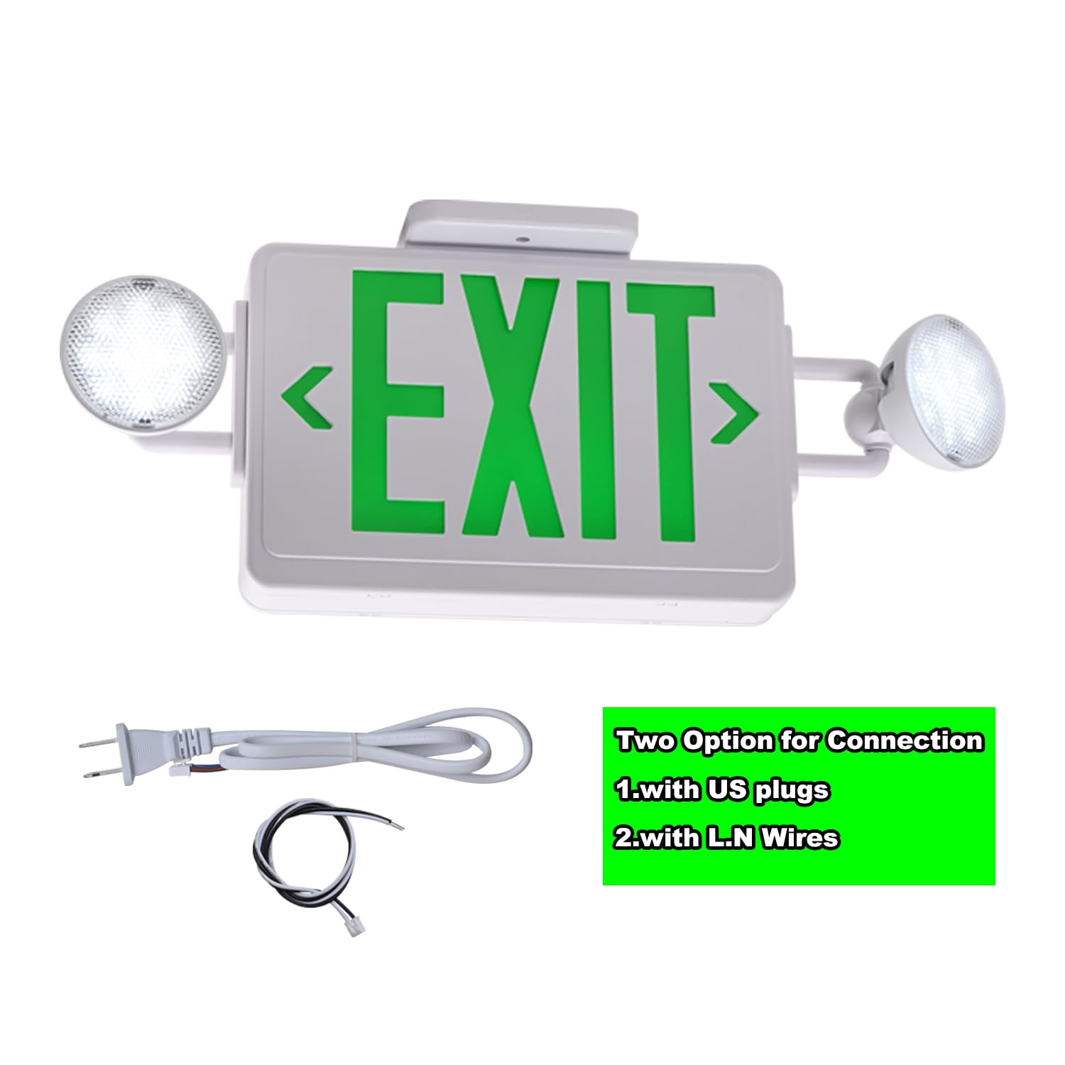 Apmeetlux Led Exit Signs With Emergency Lights,200Lm 3Hours Green Emergency Exit Sign With Lights Battery Backup, Double Face Ul