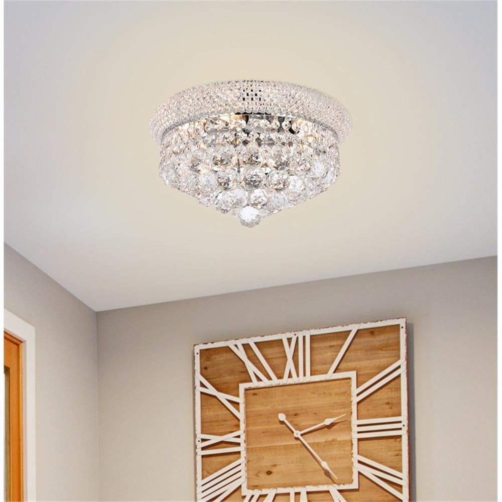 Elegant Lighting 6-Light Flush Mount - Chrome Finish, Royal Cut Crystals, 14 - Model 1800F14C/Rc, Multicolor