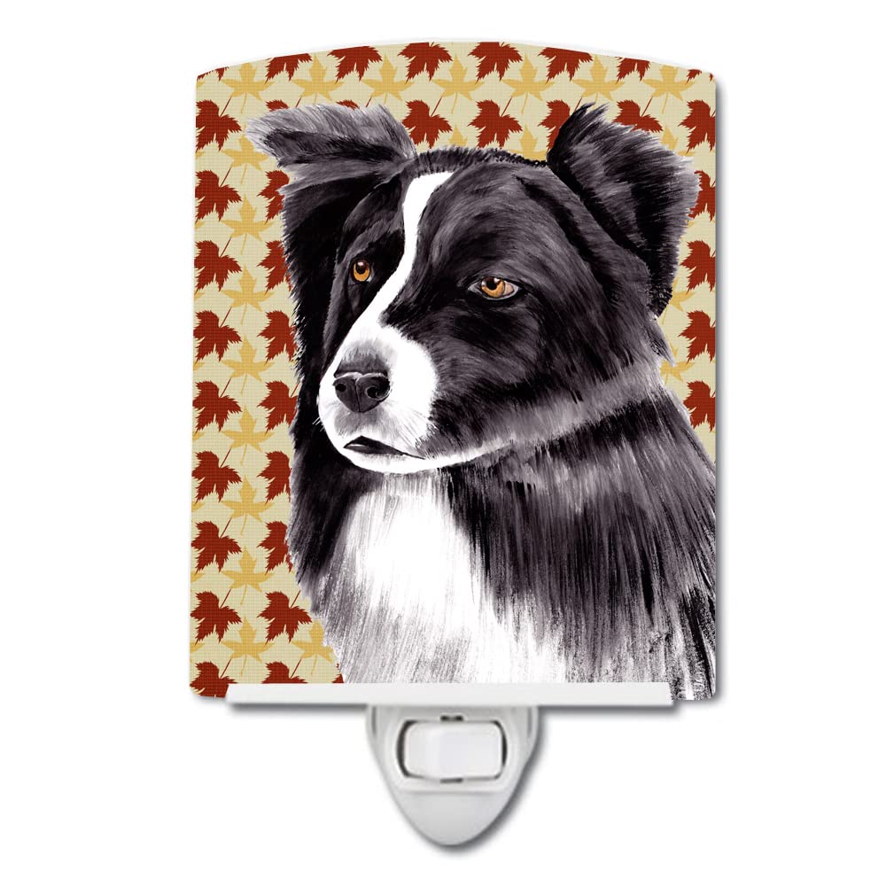 Carolines Treasures Ceramic Night Light Border Collie Fall Leaves 6x4x3in Multicolor Model SC9207CNL