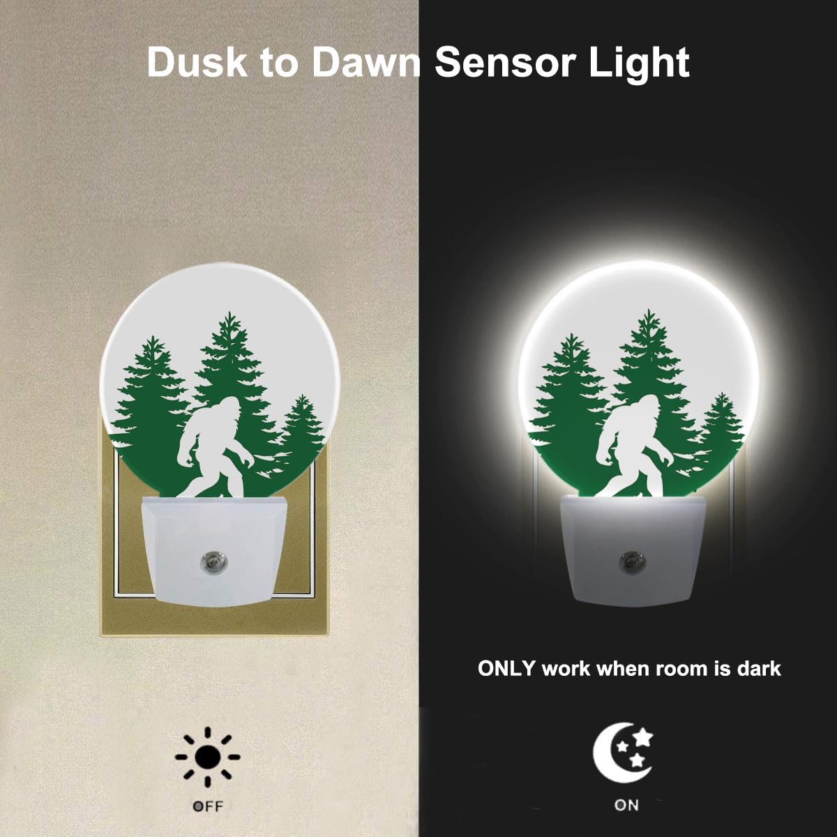 Ekobla Bigfoot Night Lamp Ape Beast Animal Sasquatch I Want To Believe Night Light Plug Into Wall Home Auto Sensor Led Dusk To D