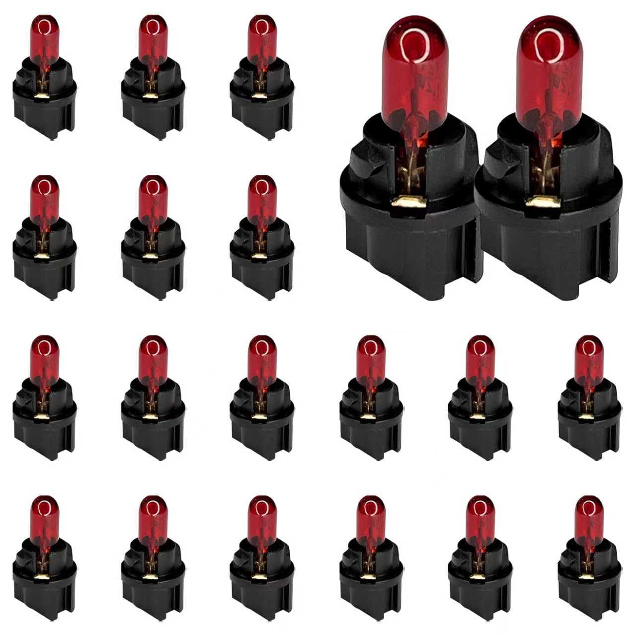 Qqwd 20Pcs T5 17 57 86 Halogen Instrument Cluster Bulbs Kits  12V Dash Light For Car Interior  Automotive Replacement Gauge Cluster Panel Bulb With T5 Sockets  Universal Lighting Accessories(Red