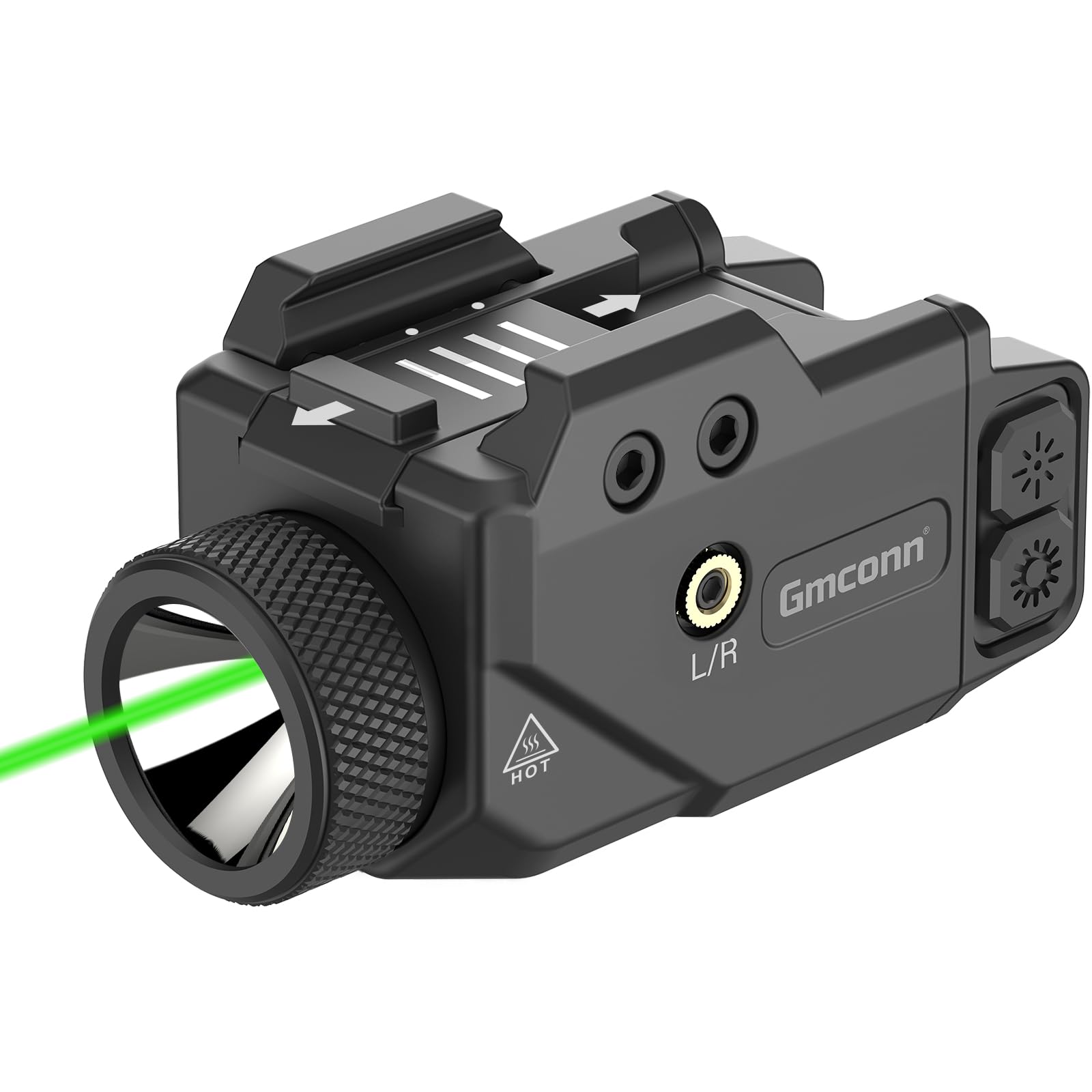 Gmconn Green Red Blue Laser LED Light Combo  Rechargeable Tactical Handheld Toy Light 800 Lumen Flashlight with Strobe Function for Glock Taurus (Green Laser)