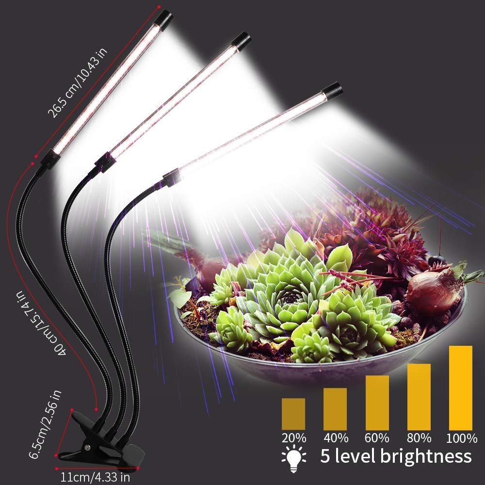 Ghodec Grow Light For Indoor Plants,6000K 126Led Clip Plant Lights With Flexible Gooseneck & Timer Setting 4/8/12H,5 Dimmable Le