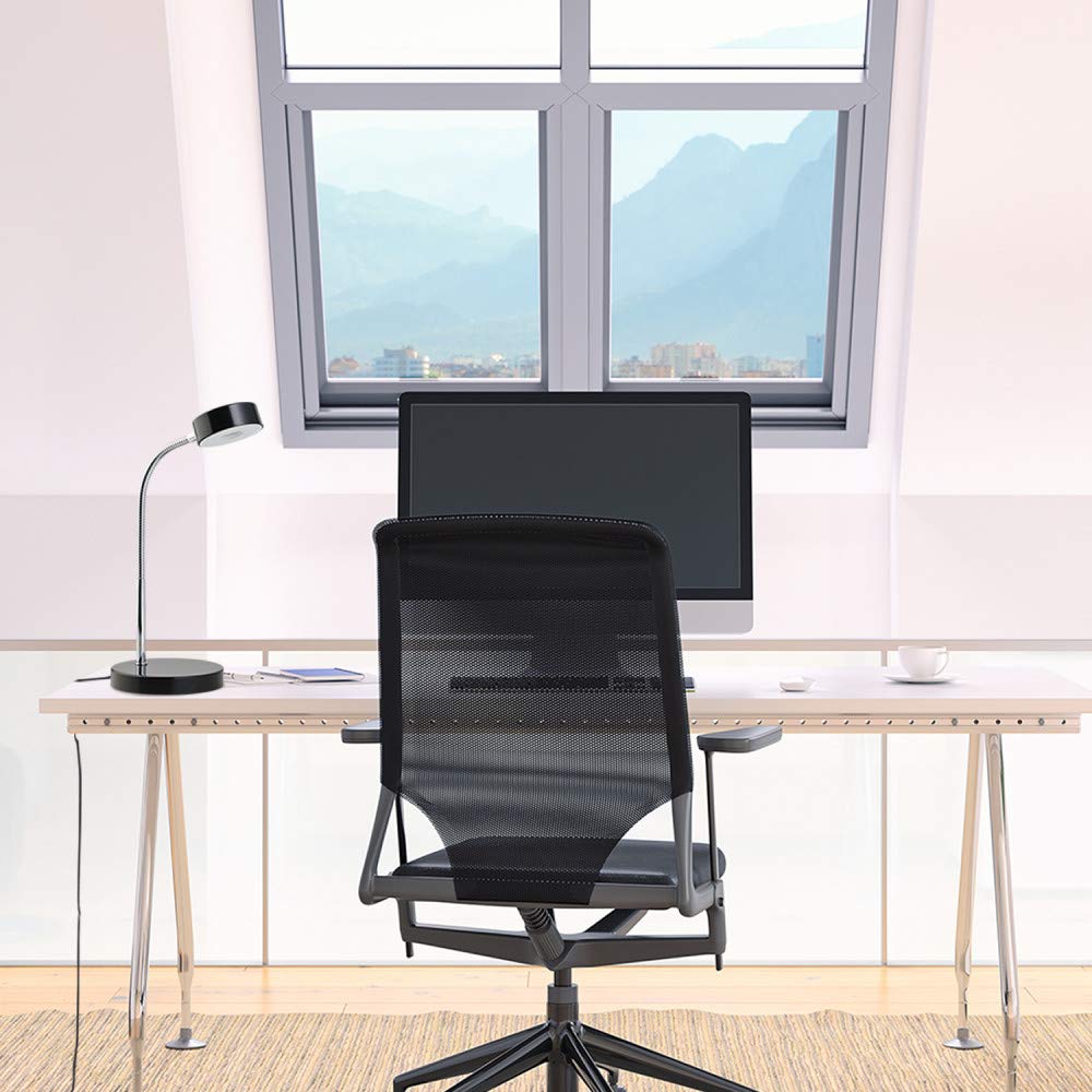 Globe Electric 12643 Energy Star Integrated LED Desk Lamp, Matte Black, Chrome Gooseneck, 5 Watts, 250 Lumens