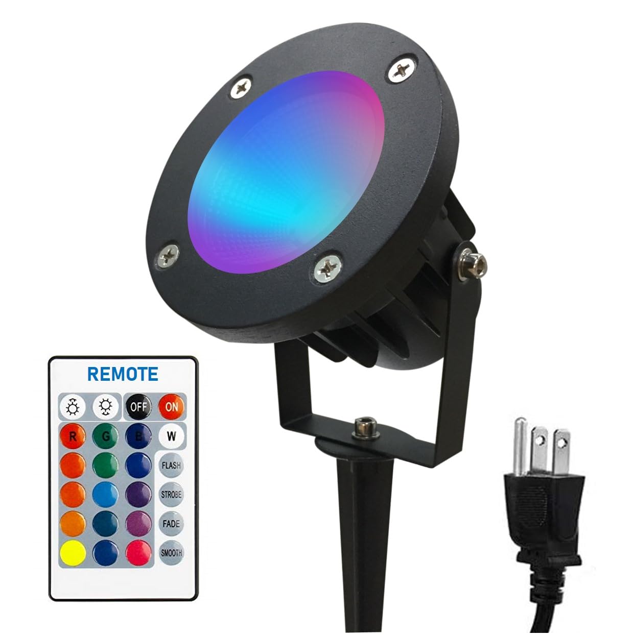 TOVEENEN 25W Color LED Outdoor Landscape Spotlight - Waterproof RGB, Aluminum, Black, Model BG25D