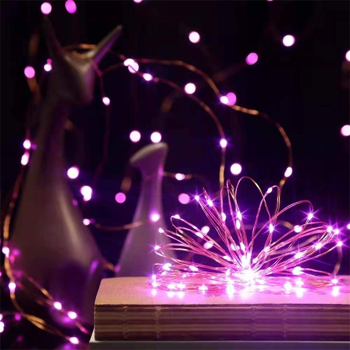 Yongzhenlite 4 Pack Battery Operated LED Fairy Lights, 10 Feet, 30 Count LEDs, Pink, Indoor with Timer Function