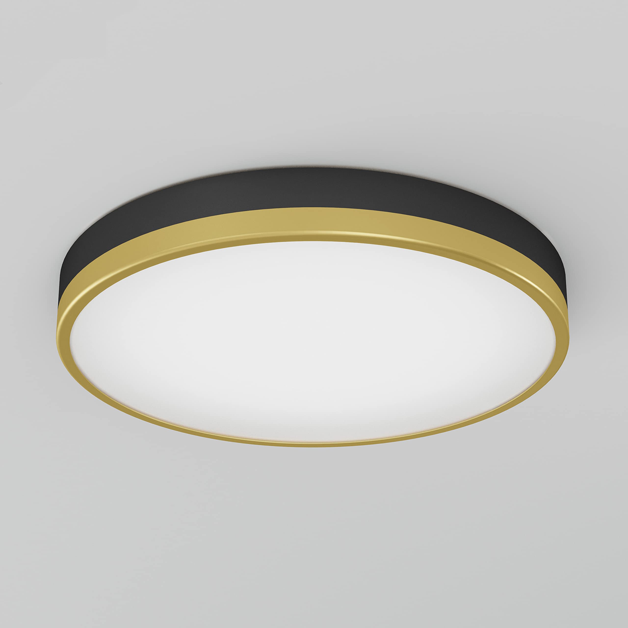Artika Kent Led Flushmount Ceiling Light Fixture, Black And Gold, Alloy Steel Design