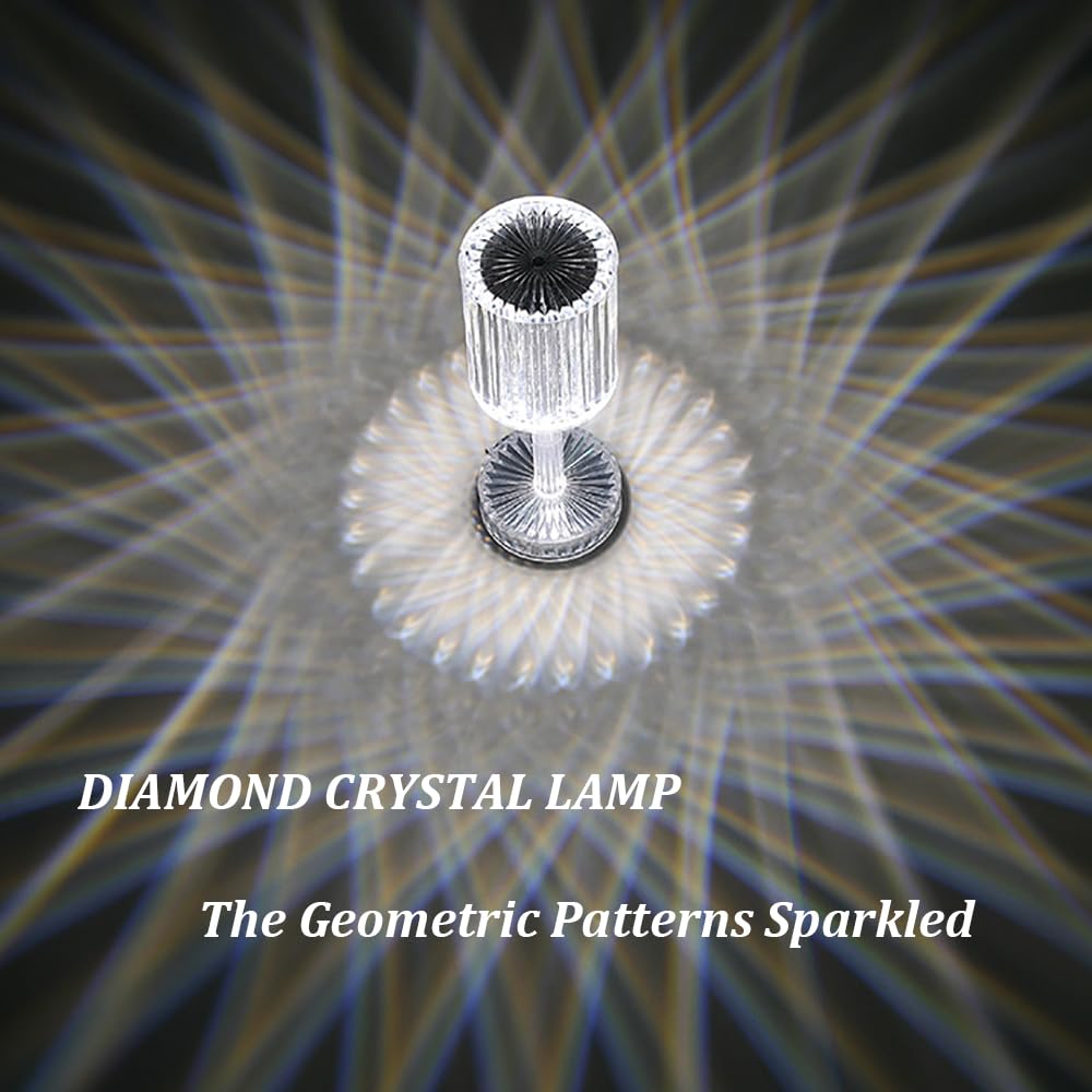 Portable Crystal Table Lamp,16 Color Touch Control Rechargeable Lamp,Crystal Bedside Lamp,Night Light,Room Decor Desk Lamp,Bedro