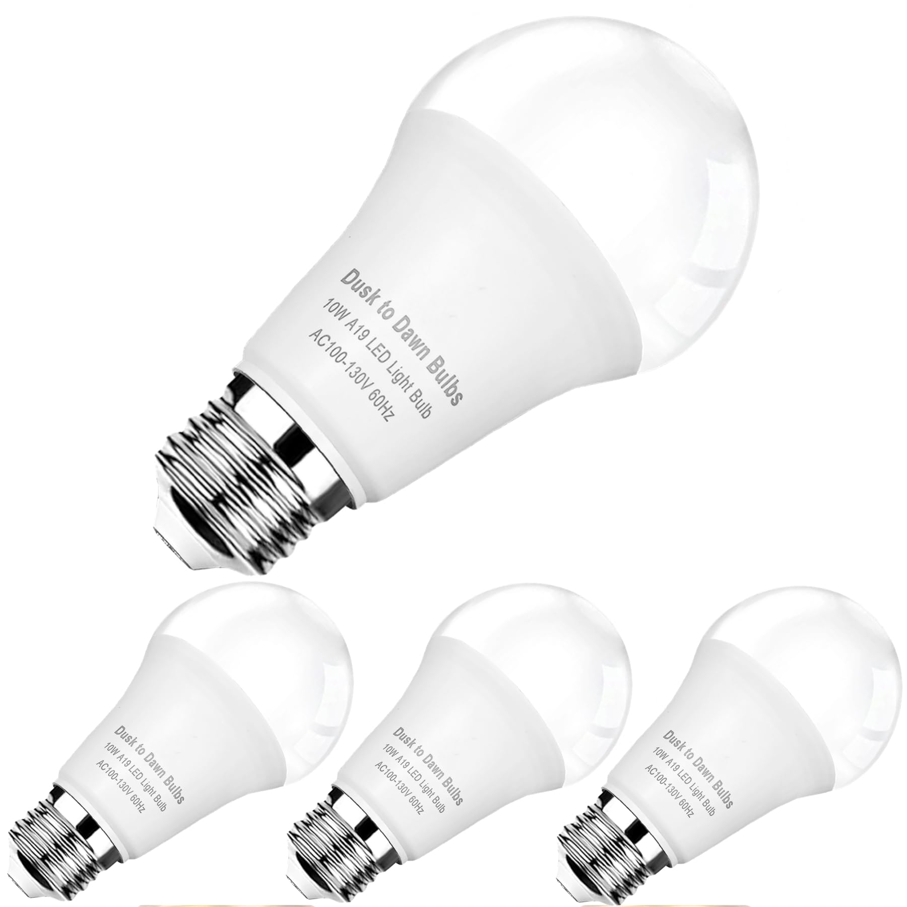 Seten 4-Pack Dusk To Dawn Led Light Bulbs, 75W Equivalent, Daylight 5000K 1,100Lm, Automatic On/Off Outdoor Light, E26 A19 10W B