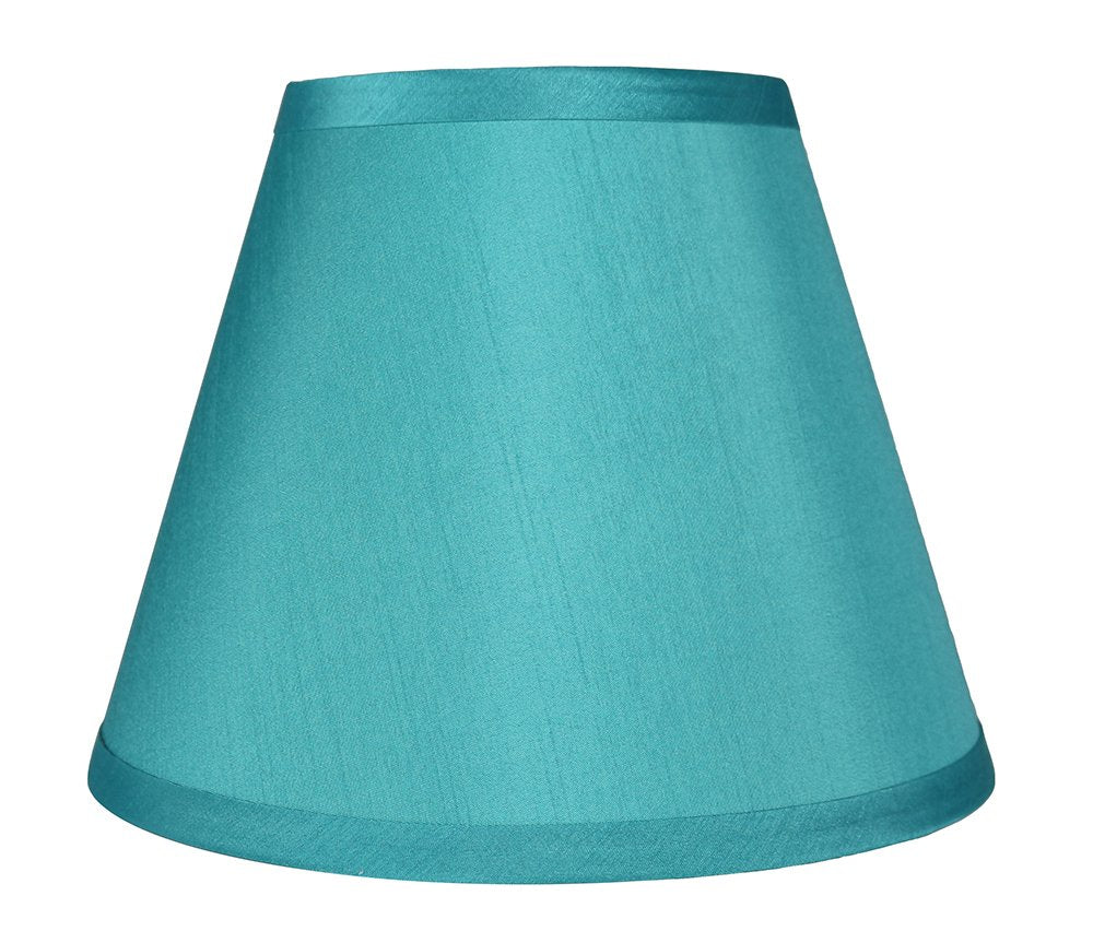 Urbanest Coolie Hardback Lampshade, Faux Silk, Top 5in Bottom 9in, Slant 7in, Teal, Model SH-1104535