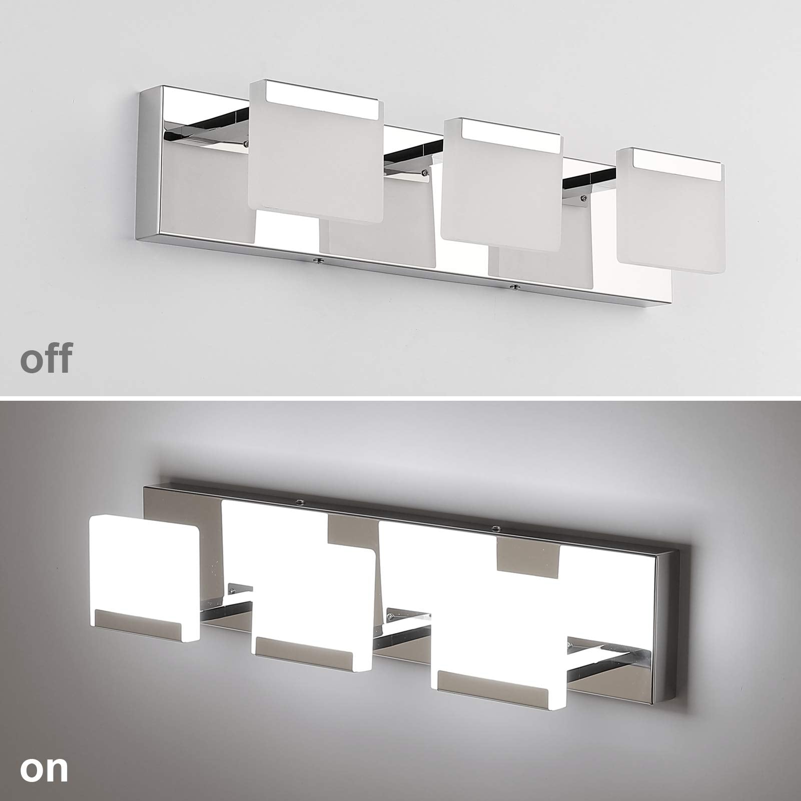 Ralbay Led Vanity Light - 3-Light Bathroom Wall Light, Acrylic & Stainless Steel, Chrome Finish, Model 8281-3T