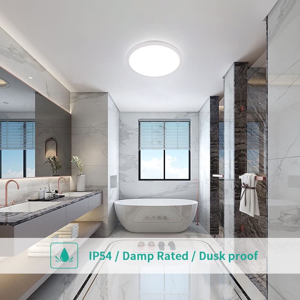 Delipop 12 Inch 24W Led Ceiling Light - Ip54 Waterproof For Indoor/Outdoor Use, Round Fixture