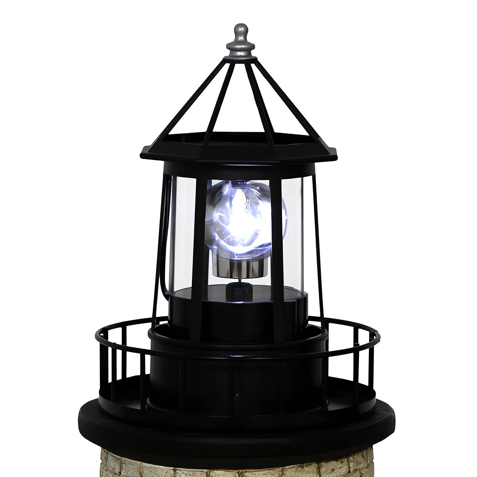 Solar Lighthouse Rotating Light - 360 Degree Light Houses Lamp For Yard, Ip65 Waterproof Durable Lighthouse Lamps Towers Statue Lights For Outdoor Garden Pathway Patio (Black -Large - Style B)
