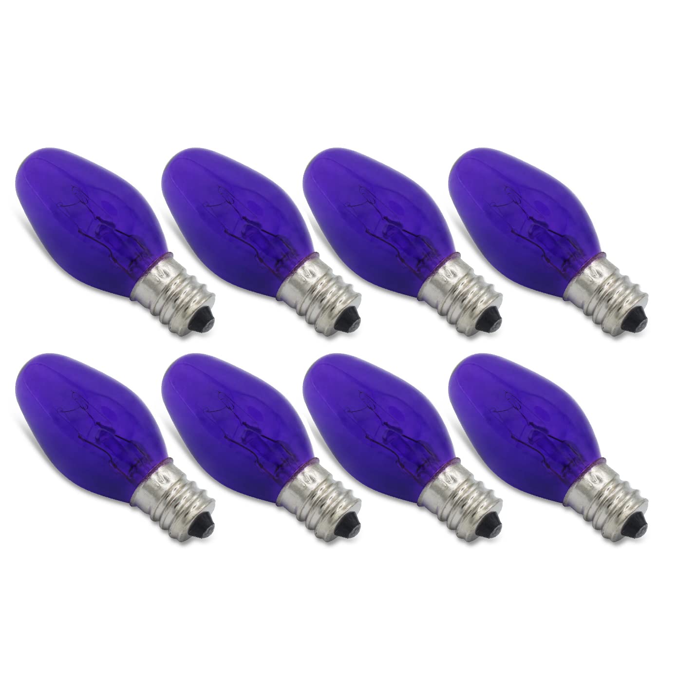 Lumenivo 7 Watt Purple Incandescent C7 Colored Night Light Bulb 7W C7 Purple Christmas Village Light Bulbs - Candelabra Base Bul