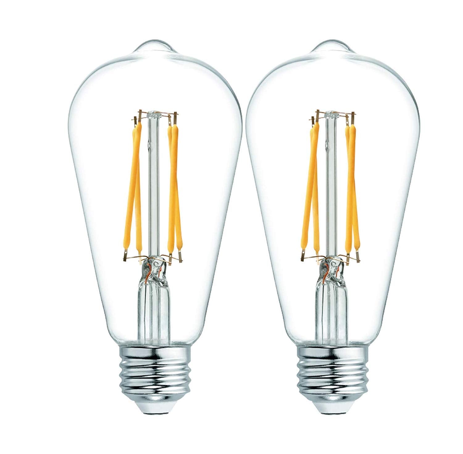 GE Vintage Edison LED Light Bulbs, 6W (60W Equivalent), Dimmable, Clear Glass, 2 Count, Model 36566
