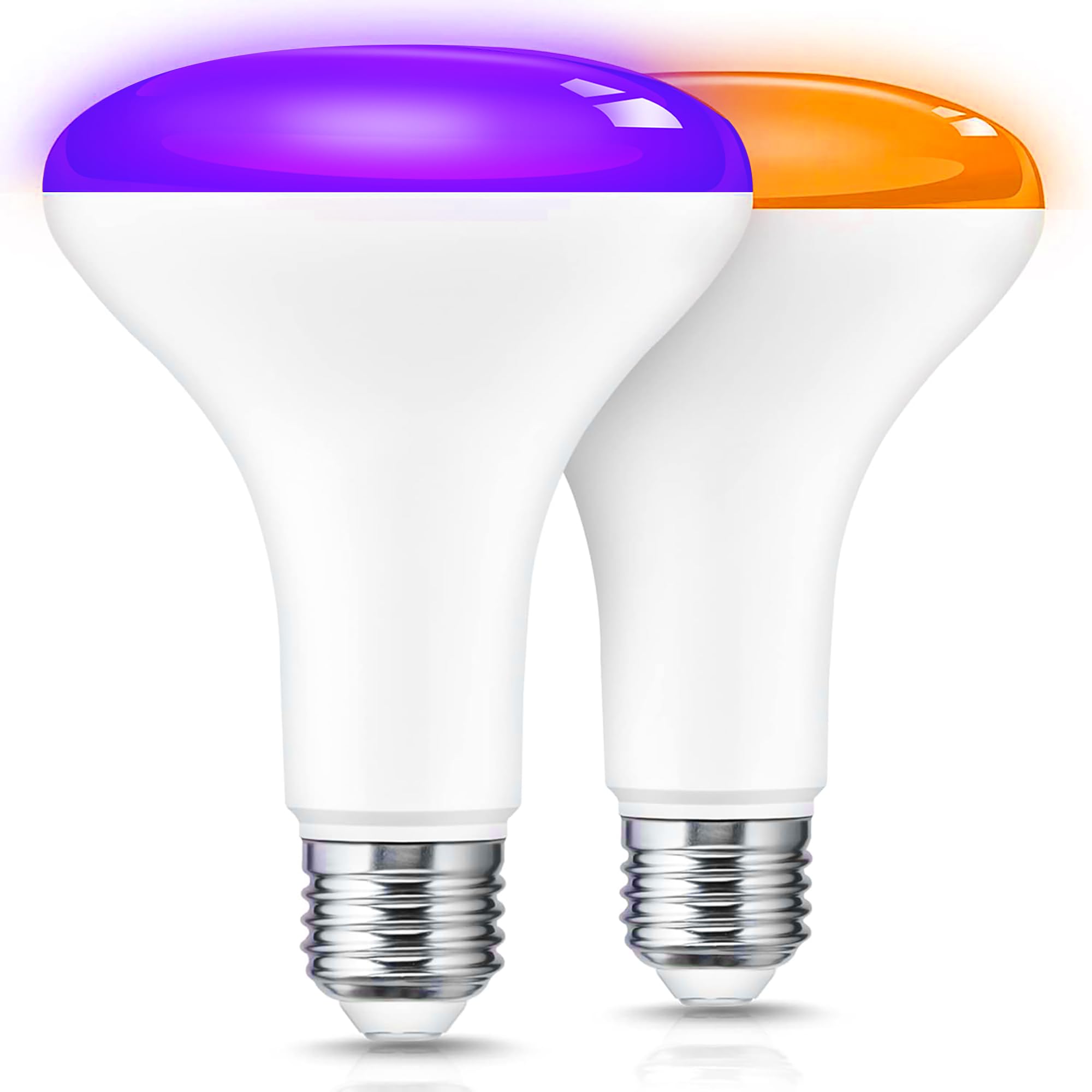 L Lohas Led Orange And Purple Halloween Light Bulbs, Led Br30 Flood Light Bulbs Indoor 65W Equivalent, 11W Halloween Colored Ind