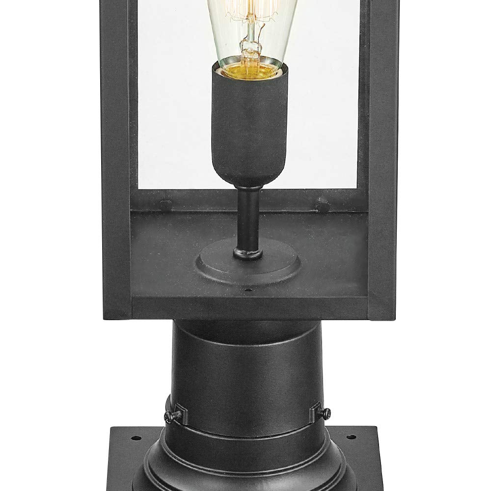 Globe Electric 44384 Outdoor Lamp Post Light Fixture, Matte Black, Clear Glass, Landscape Lighting, Bulb Not Included
