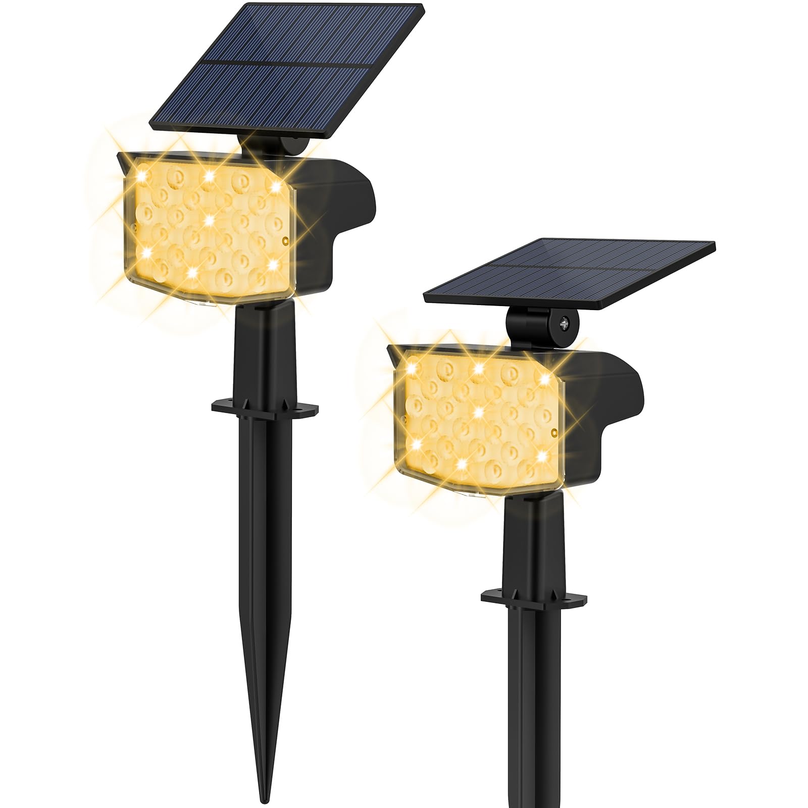 NACINIC Solar Spot Lights Outdoor, Waterproof, Adjustable, 2 Pack, Warm White, for Garden, Pathway, Pool, Porch