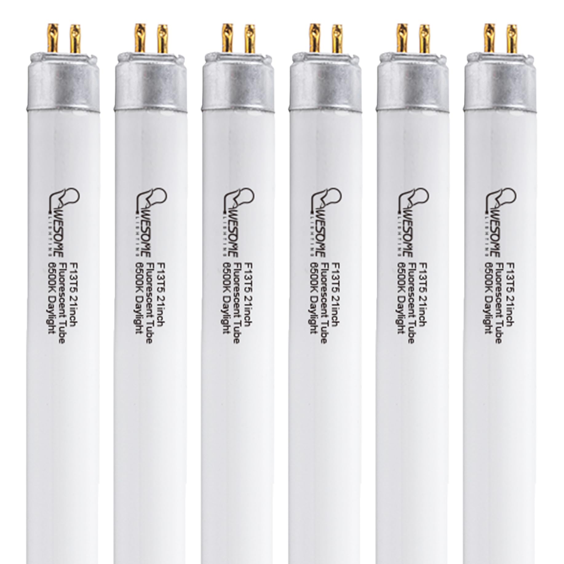 Wesome Lighting 21 Inch F13T5/Dl Fluorescent Light Bulb  6500K Daylight  T5 13 Watts Fluorescent Replacement Bulb For Counter And Cabinet Fixture  G5 Base - 6 Pack
