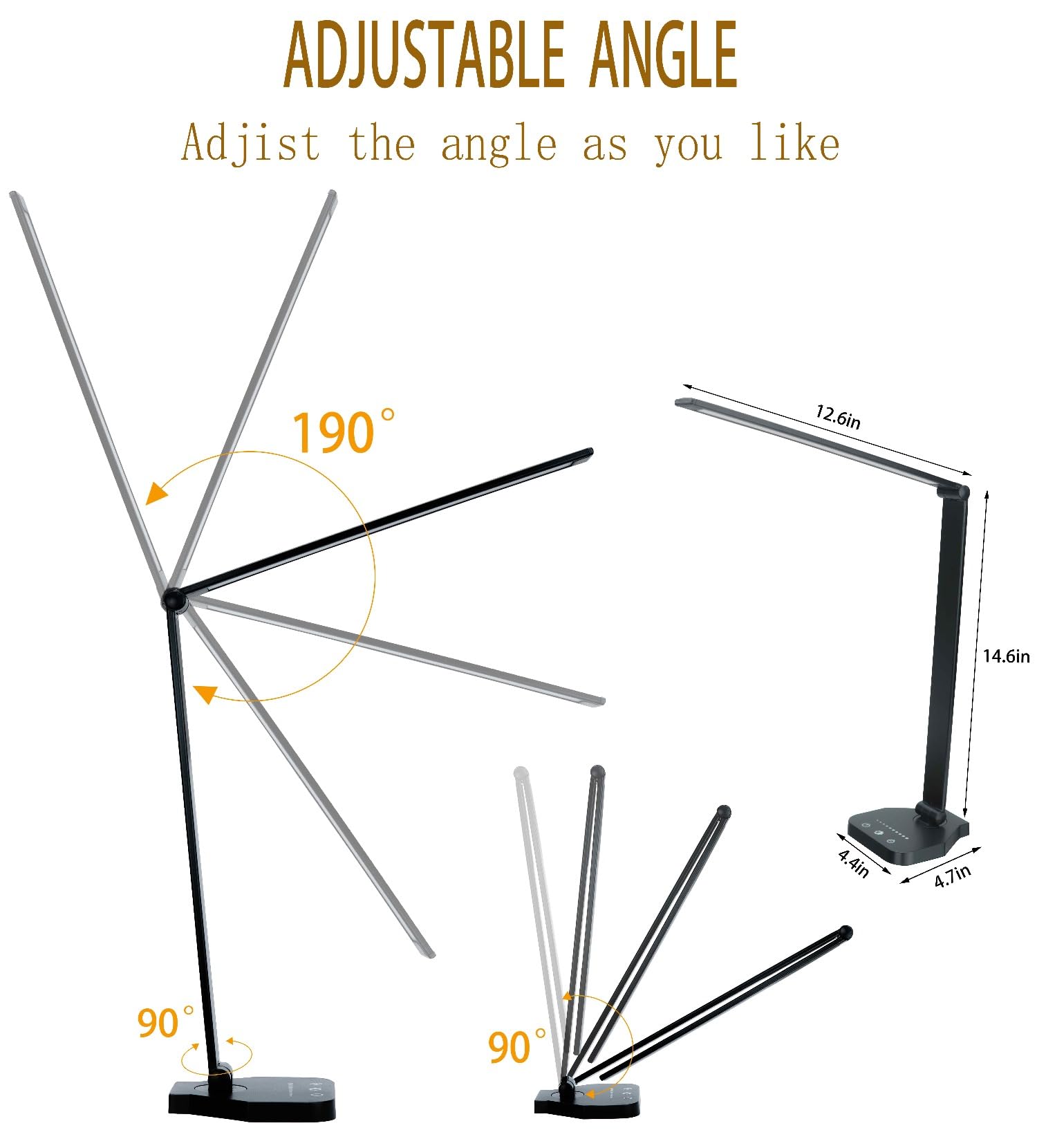 Amis Direct Led Desk Lamp Dimmable Table Lamp Reading Lamp With Usb Charging Port, 5 Lighting Modes, Sensitive Control, 30/60 Mi
