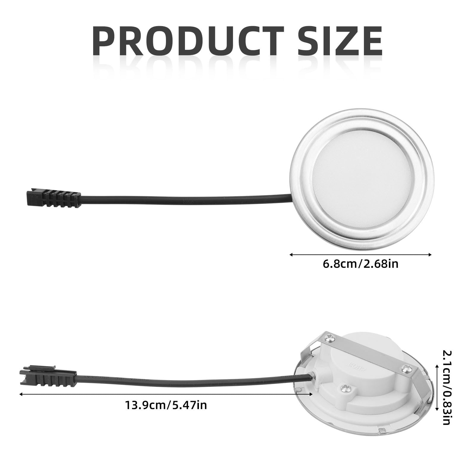 BTFO 2pcs Range Hood Light Bulbs, DC 12V 1.5W, 6500K LED, 2.68in Diameter, Stainless Steel, Model M07181