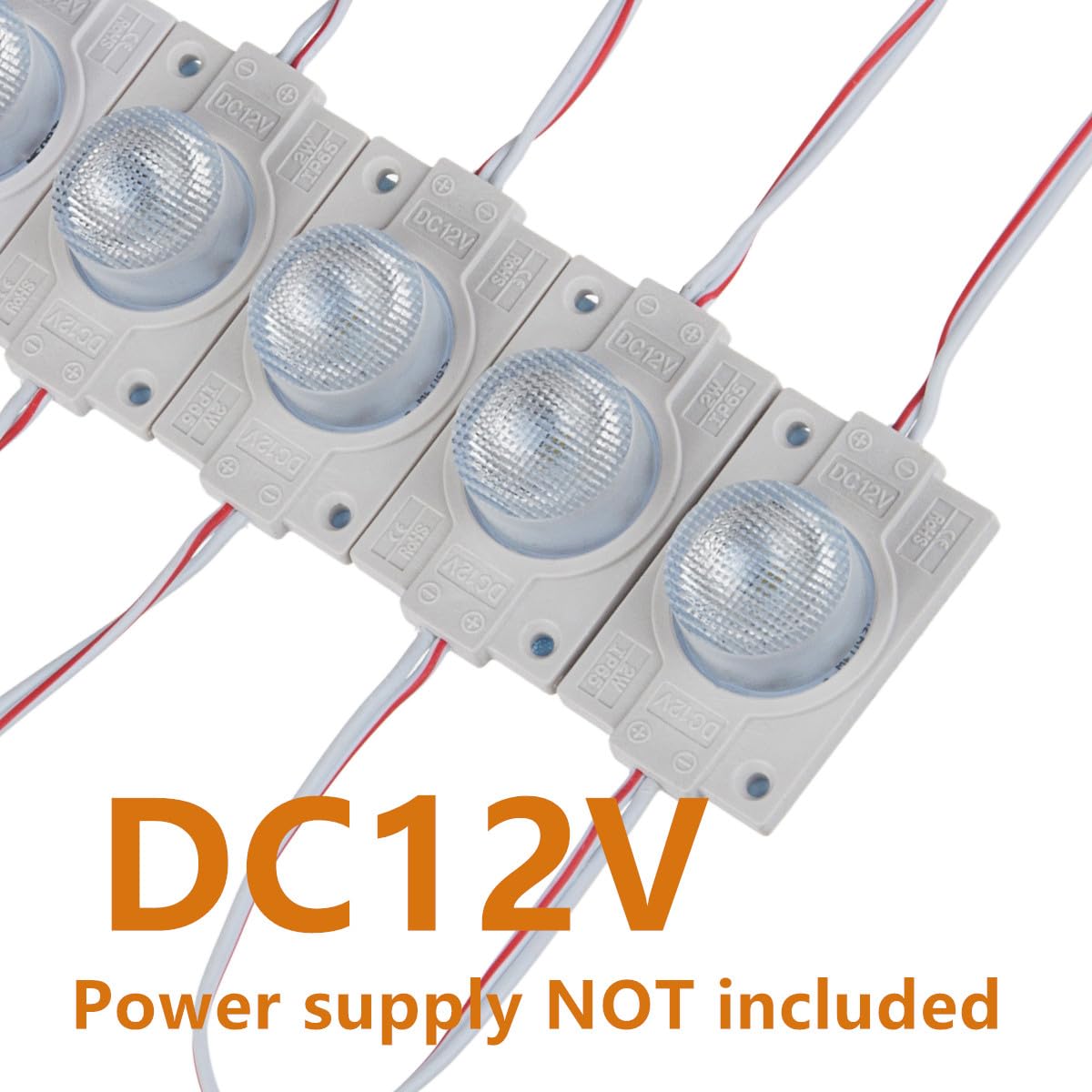 Q QINGCHEN LED Module 12V 2.0W with Lens, 6500K Color, Adhesive Back, 20pcs Pack