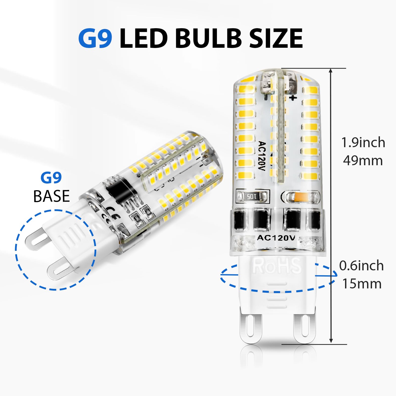 YGS-Tech G9 LED Bulb 4W Dimmable 4000K Natural White, 6-Pack, Plastic, Model YGS-G9-3014NW-6P