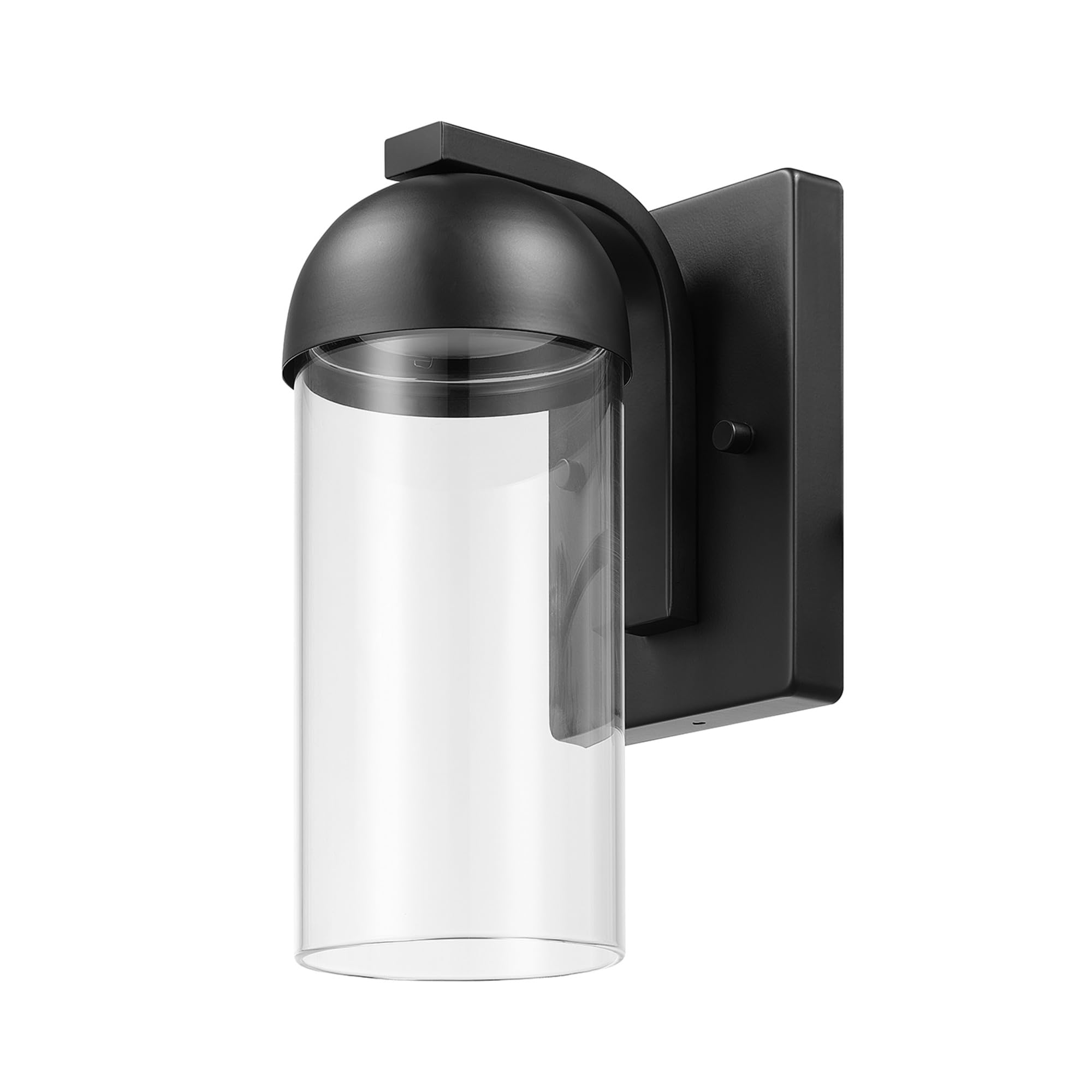 Globe Electric 12W LED Outdoor Wall Sconce, Matte Black, Clear Glass Shade, Model 60000023