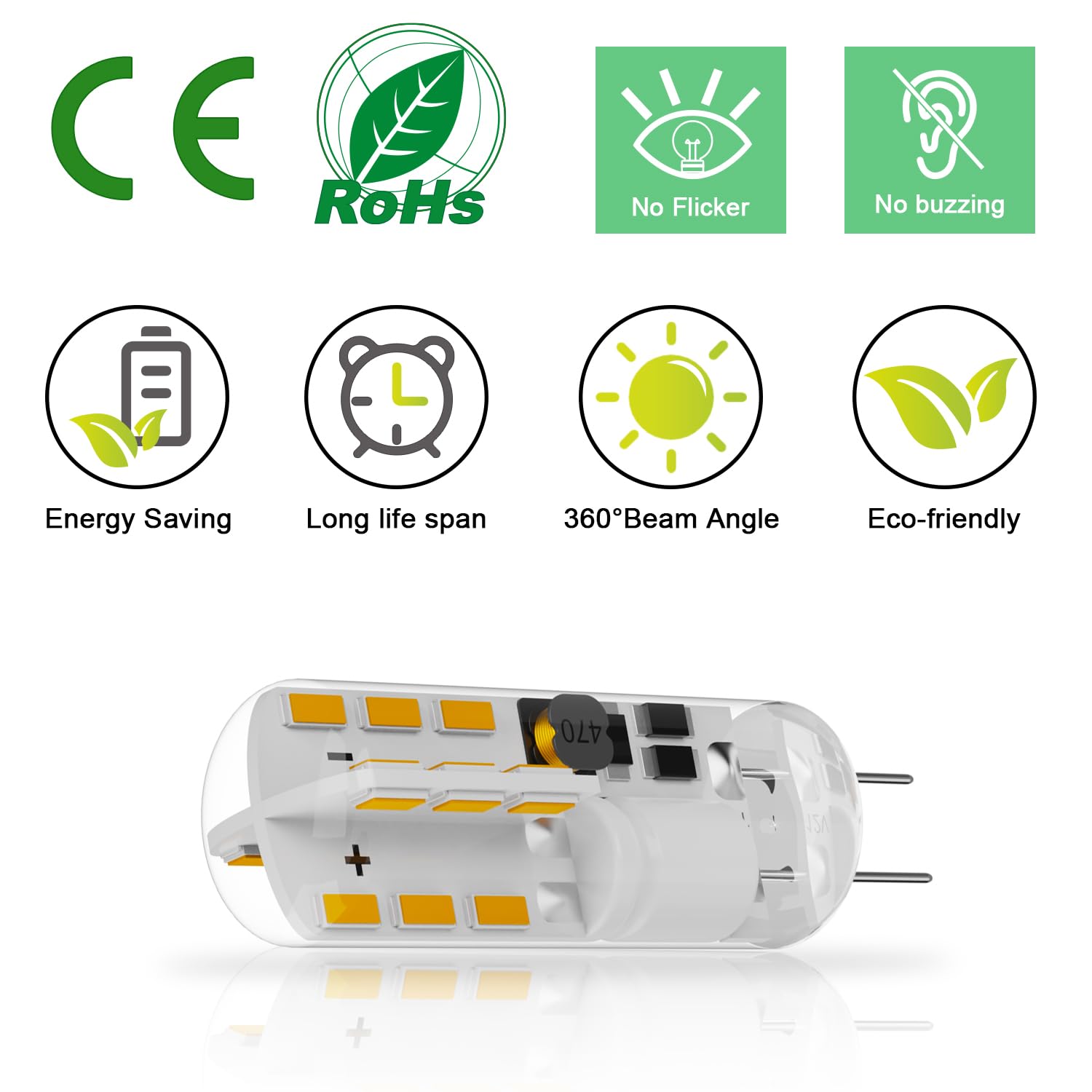 Taiyaloo G4 Led Bulb Jc Type Bi-Pin Base Light Bulbs 1.5W 12V Ac/Dc 10W T3 Halogen Bulb Replacement For Under Cabinet Puck Light