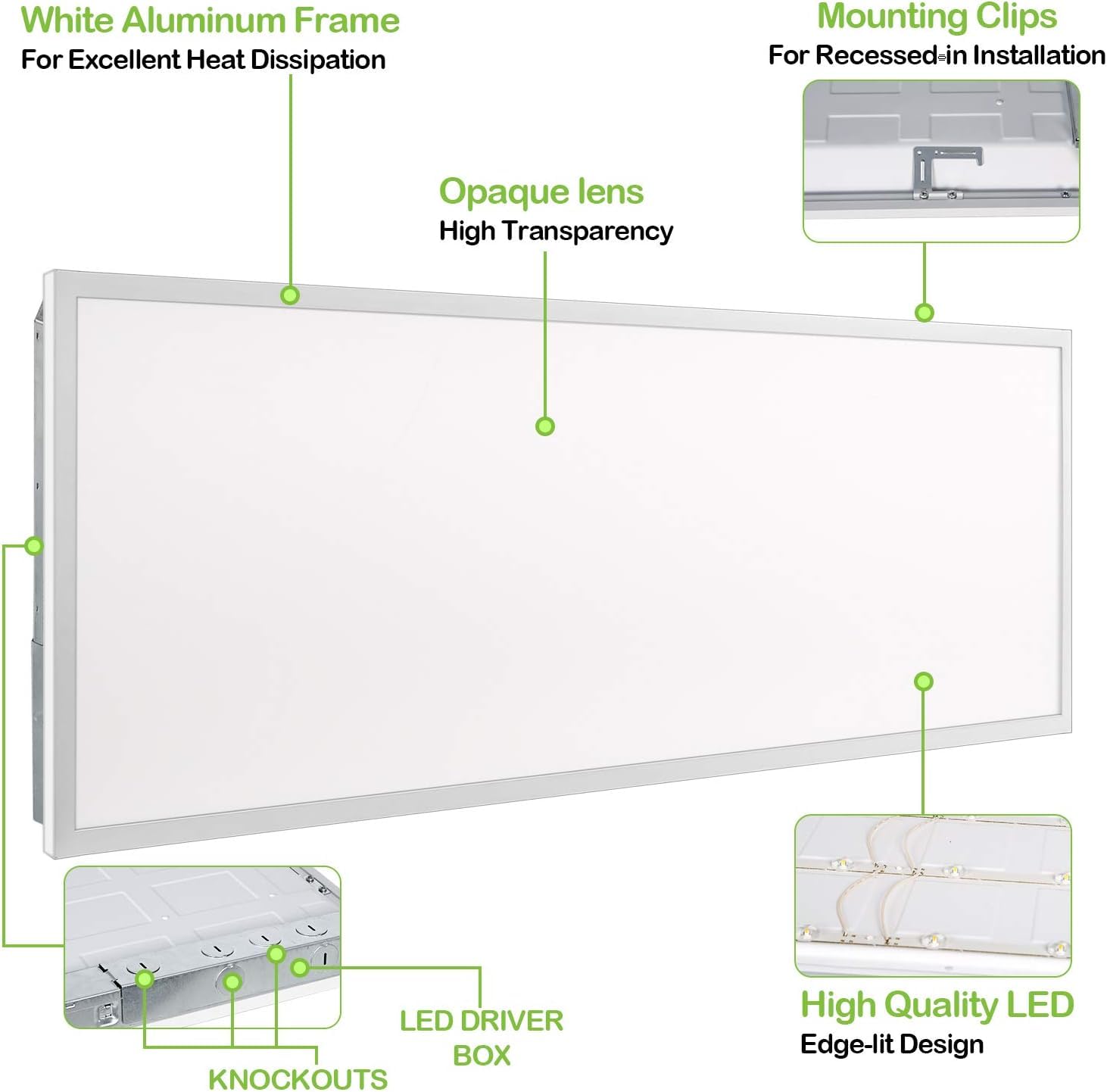 Hykolity 18 Pack 2X4 Ft Led Flat Panel Troffer Light, 30/40/50W, 3-Wattage Selectable, 5000K Recessed Back-Lit Drop Ceiling Ligh
