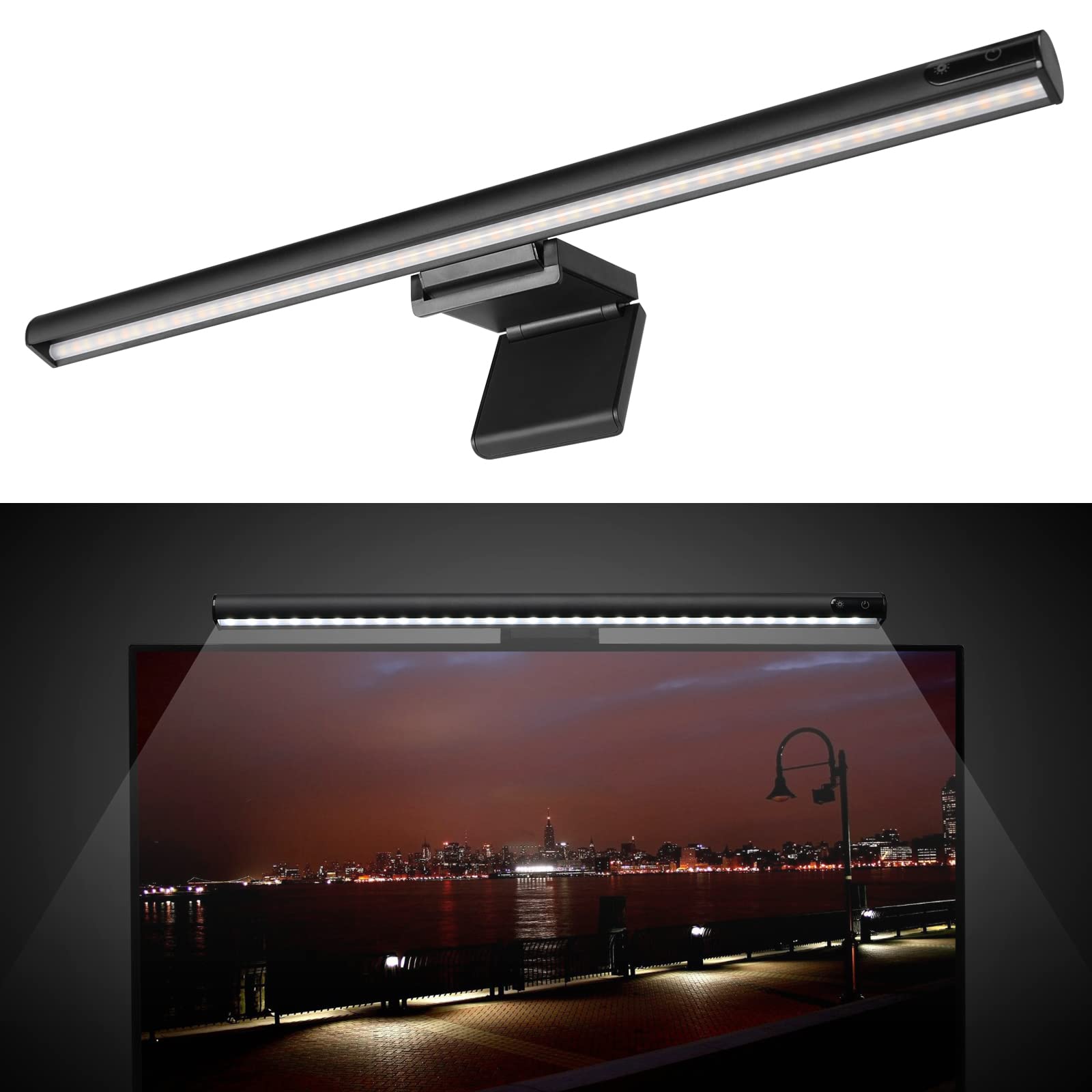 Lymax Monitor Light Bar: Flat/Curved Monitor Screen Led Lights Eye Caring Pc Monitor Led Bar Space Saving Desk Lamp With Auto-Di