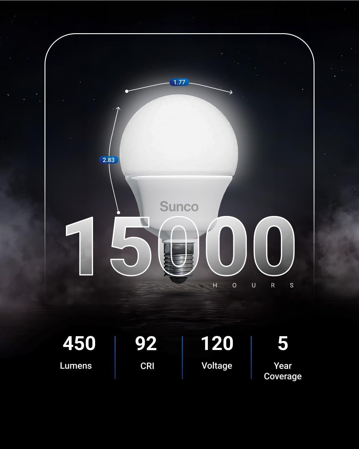 Sunco Lighting E12 LED Bulb Candelabra, 5W (40W Equivalent), 3000K Warm White, 10 Pack, Frosted G14 Globe, Non-Dimmable