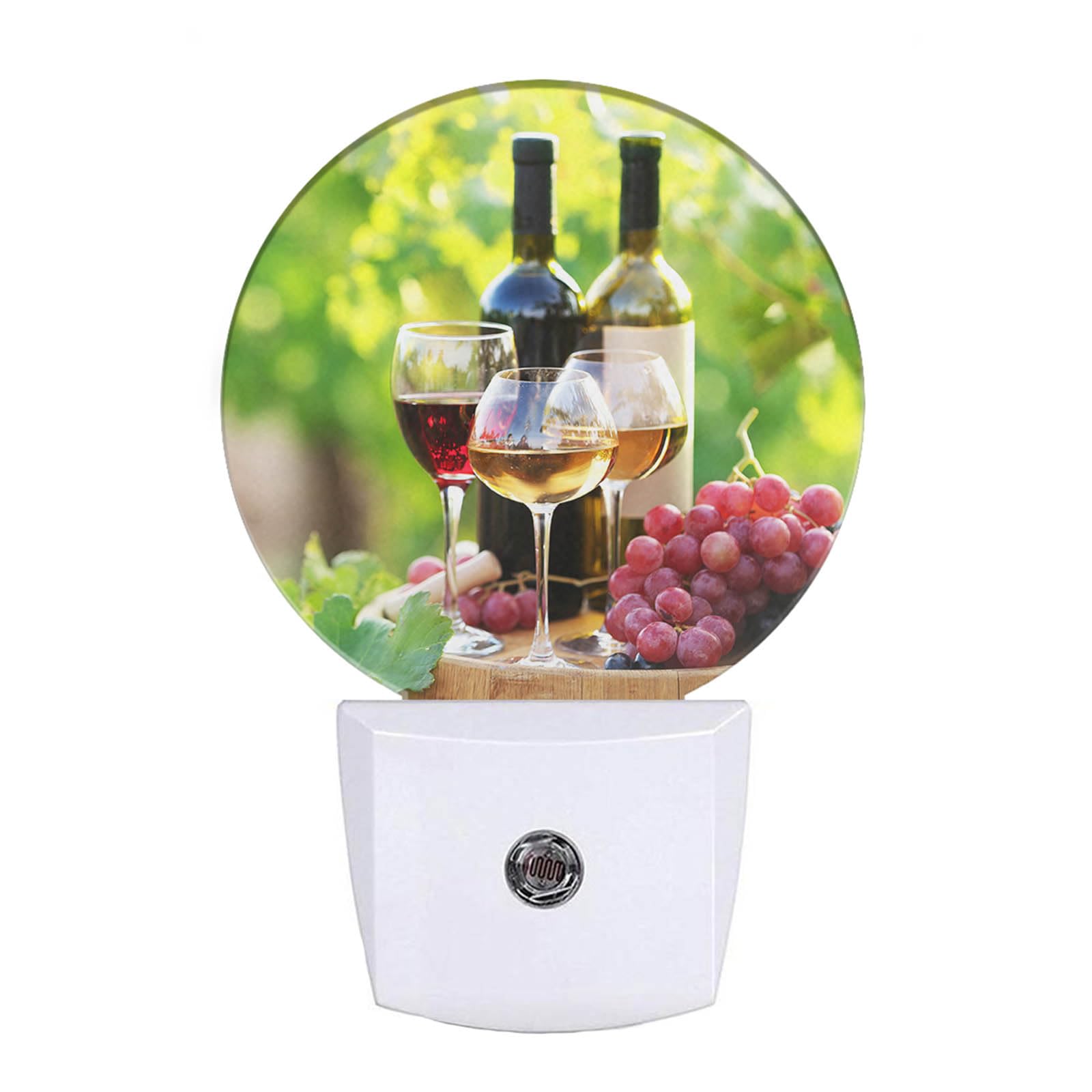 EKOBLA Autumn Harvest Night Light Wine with Grapes Night Lights Plug into Wall, Dusk to Dawn Sensor Nightlight for Stairway/Hall