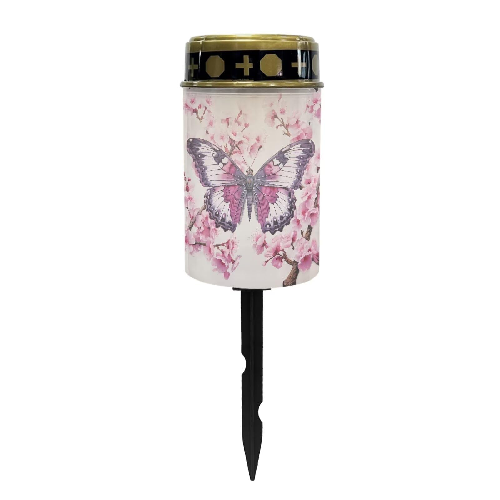 Psesaysky Cherry Blossom Butterfly Cemetery Solar Stake Lights Bright Solar Powered Lights Garden Solar Light Decorative Memoria