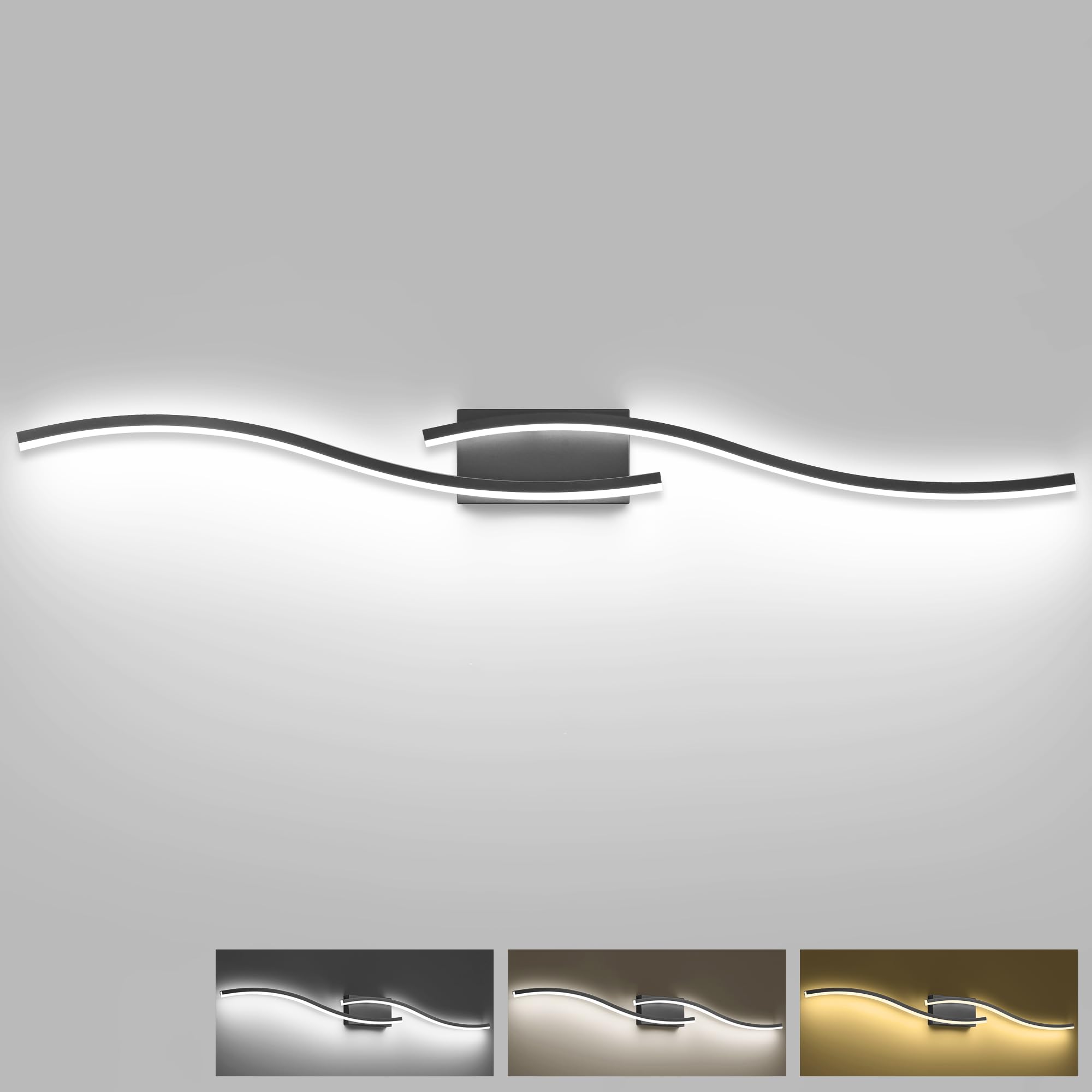 Presde 48In Dimmable 3 Colors Changeable Modern Black Led Bathroom Light Fixtures Over Mirror,Bathroom Vanity Light,Bath Lightin