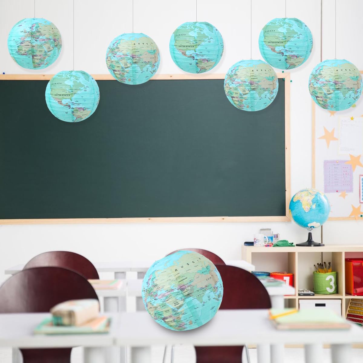 Yunxuan World Globe Paper Lanterns Party Decorations Around The World Earth Day Travel Themed Party Back To School Decorations W