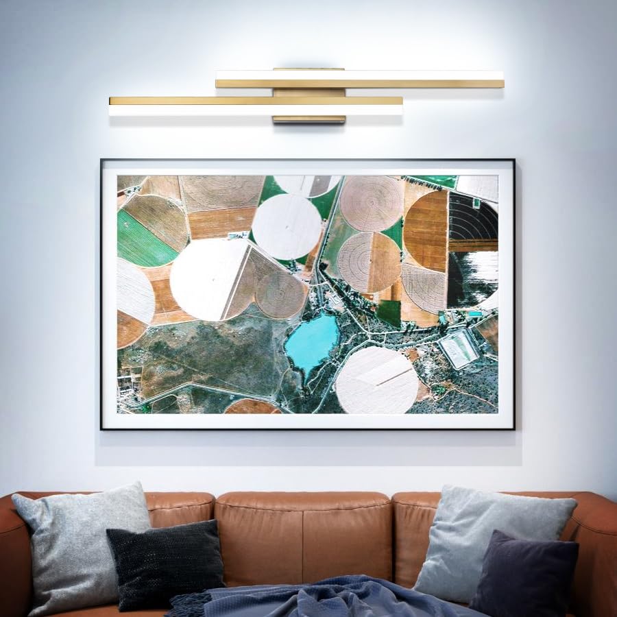 Presde 32Inch Modern Led Bathroom Vanity Light Fixtures Over Mirror Brushed Gold Vanity Lighting(Cold White 6000K)