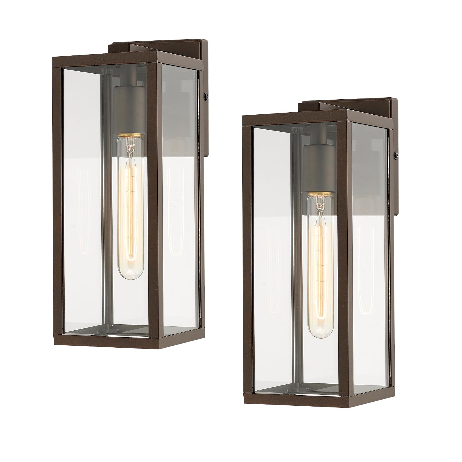 Bestshared Outdoor Wall Lantern, Metal Sconce Light Fixture, Oil-Rubbed Bronze, 2 Pack, Model CLK200