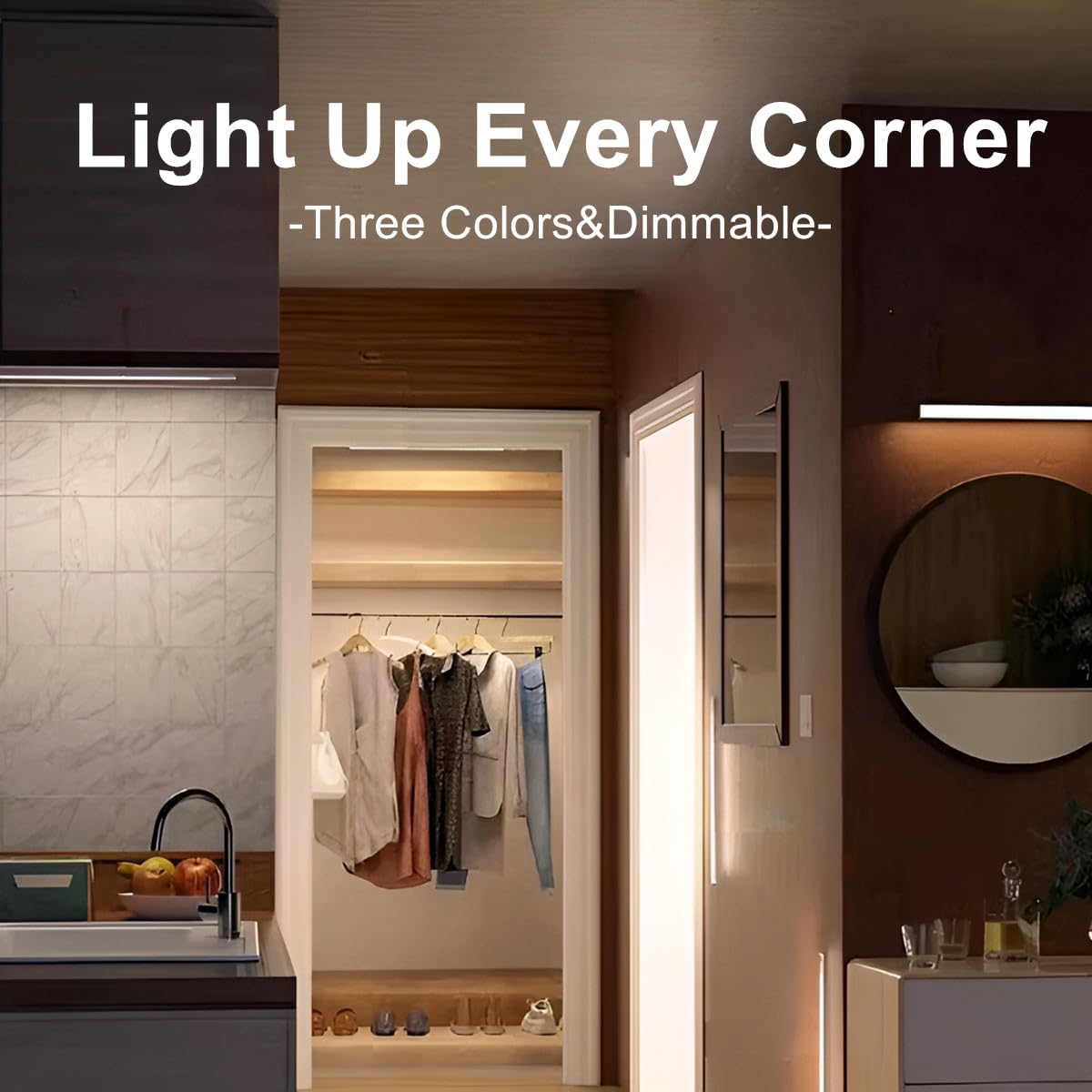 Ble Lighting Under Cabinet Light, 6 Pack Magnetic Motion Sensor Light Indoor, Usb Rechargeable Battery Operated Led Closet Light