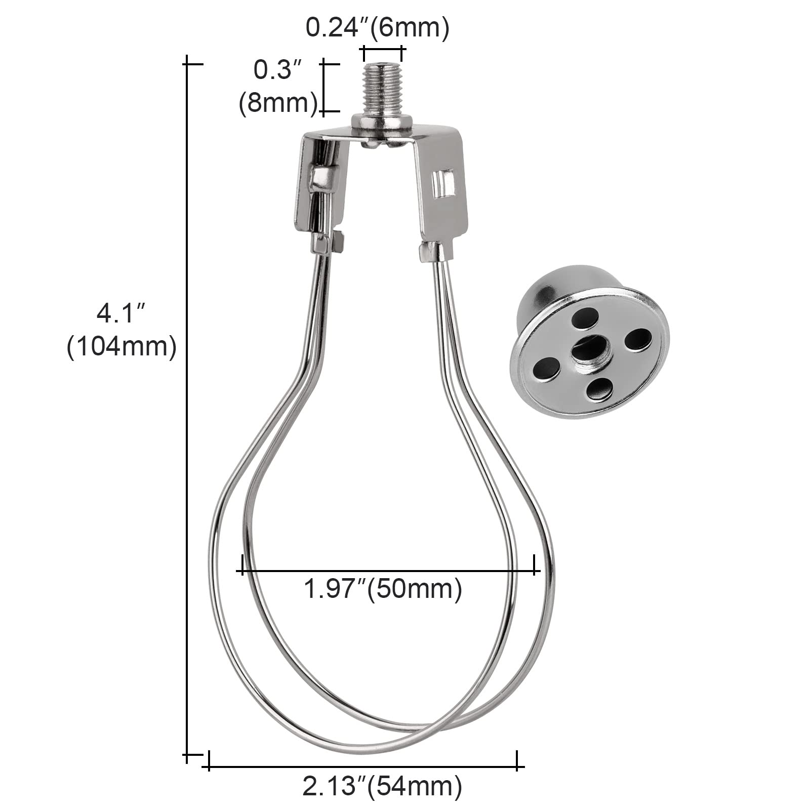 WEAVERBIRD 2 PACK Lamp Shade Clip Adapter Kit, Metal, Silver, Model WVD-US-0399, for Light Bulb and DIY Lighting Projects