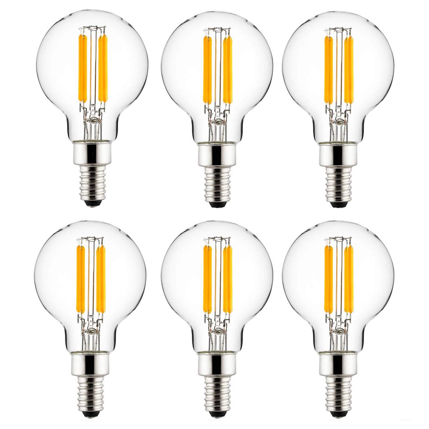 Sunlite 41547-SU LED G16.5 G16 1/2 Filament Style Globe Light Bulb, 5 Watts (60W Equivalent), 500 lumens, Dimmable, Candelabra B