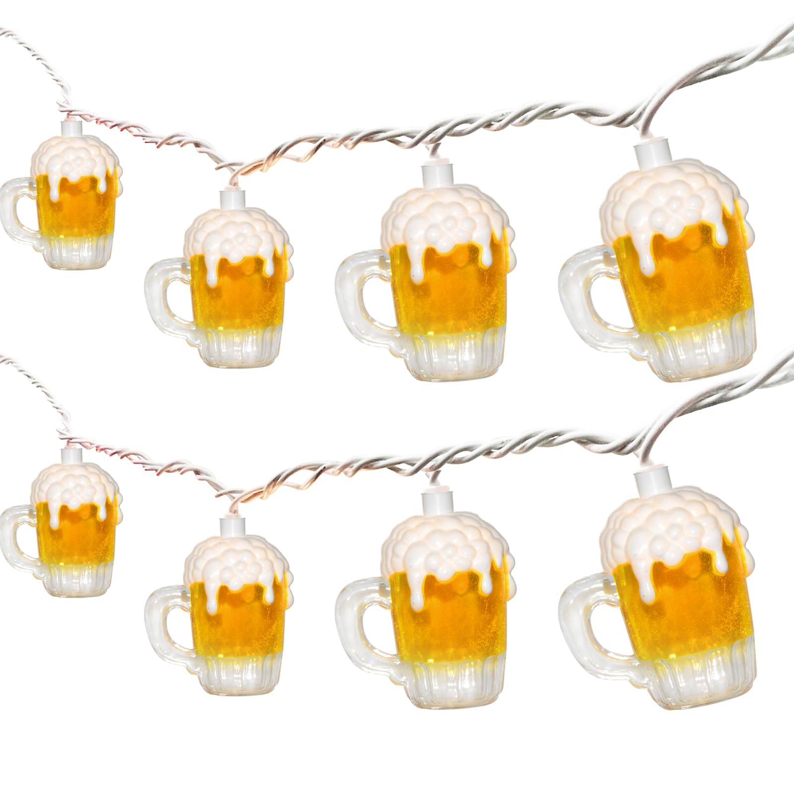 8.5Ft St Patrick's Day Decor Beer String Lights, Summer Club Beer Mug String Lights with 14 3D Waterproof Beer Lights(4 Spare), Party Decor Beer Lights for Bar Birthday Indoor