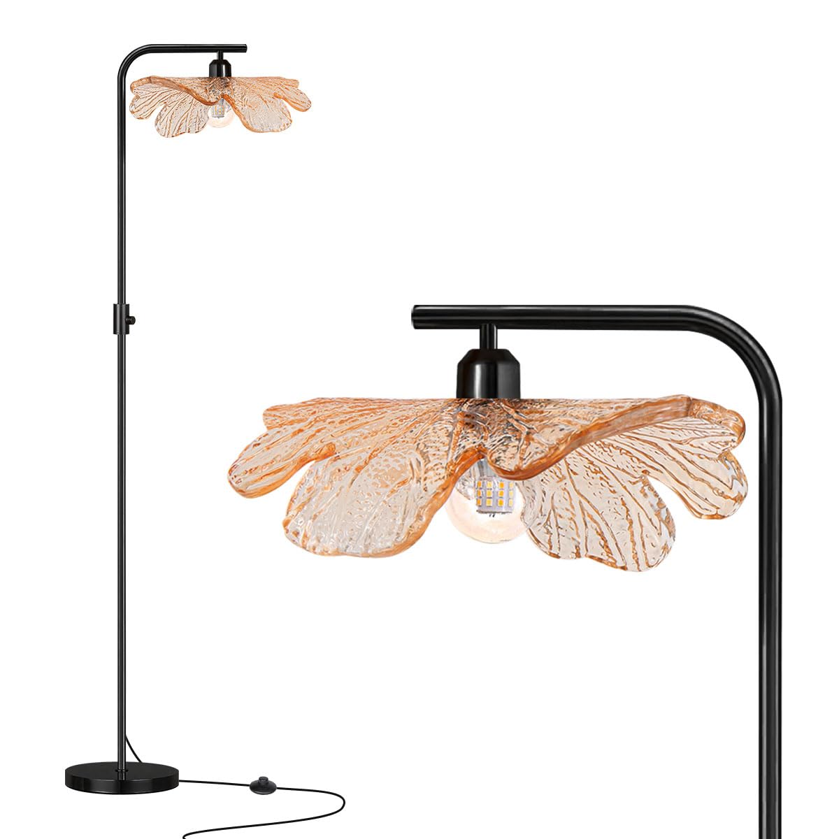 Auwieou Black Floor lamp Vintage Standing Lamps for Living Room, Dimmable Floor lamp Modern arc Floor Lamps 67 Farmhouse Floor L