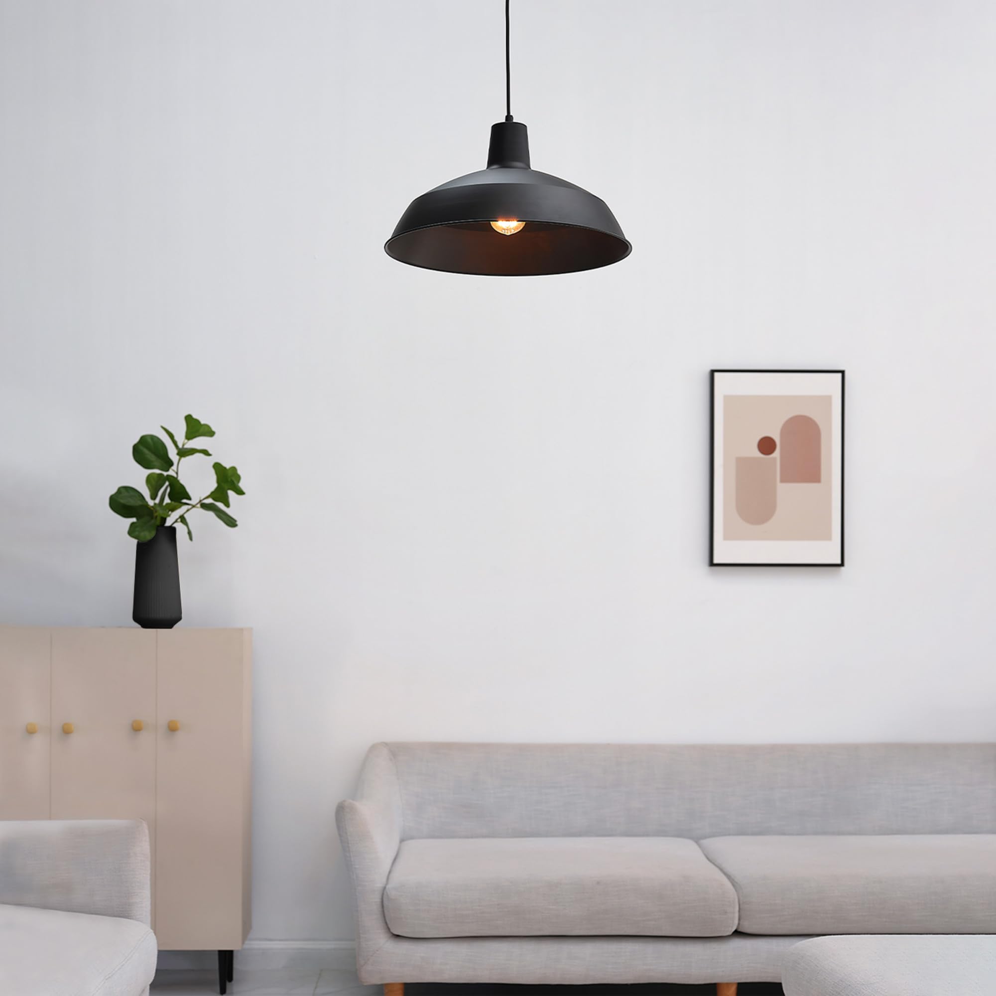 Globe Electric 65155 Industrial Pendant Light, Metal, Matte Black, E26 Base Socket, 63in