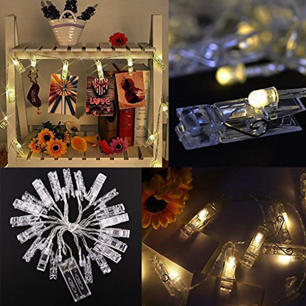 Dopheuor LED Fairy Clip String Lights, Warm White, Battery Operated, Model JZD-234, Perfect for Photos, Parties, and Decor