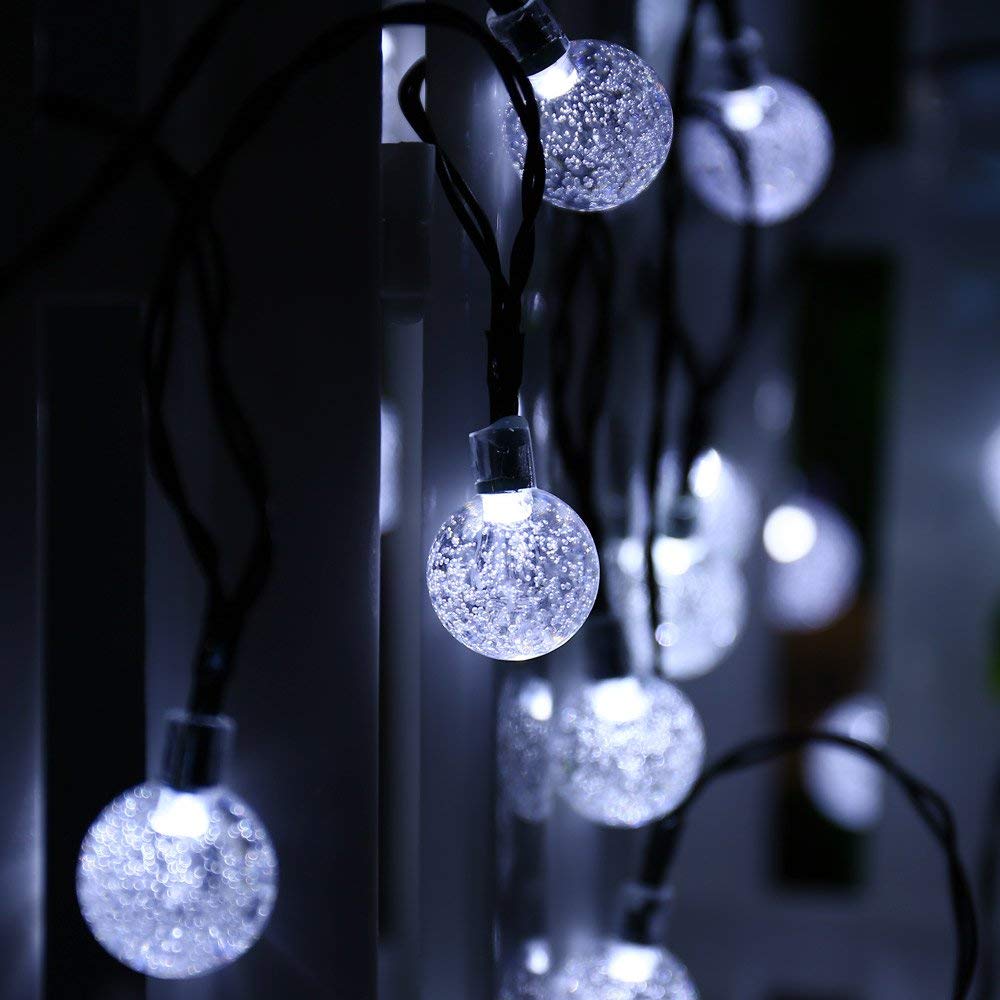 LYHOPE Solar String Lights, 71ft, 120 LEDs, Waterproof, 8 Modes, White, Outdoor Patio Garden Gazebo Decorations