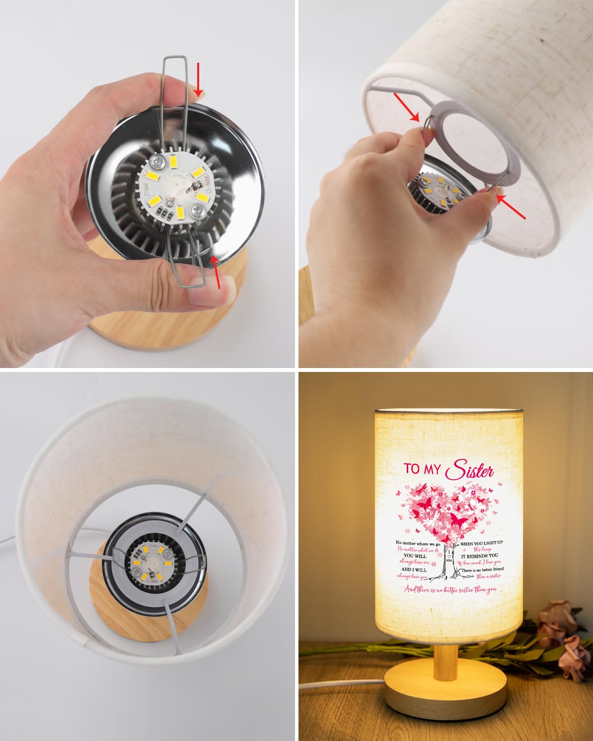 Calibron Sister Birthday Gifts  Gifts For Sisters Fabric Lamp  SisterS Gift From Sisters Table Lamp With Wooden Stand  Anniversary Wedding Gift For Sister