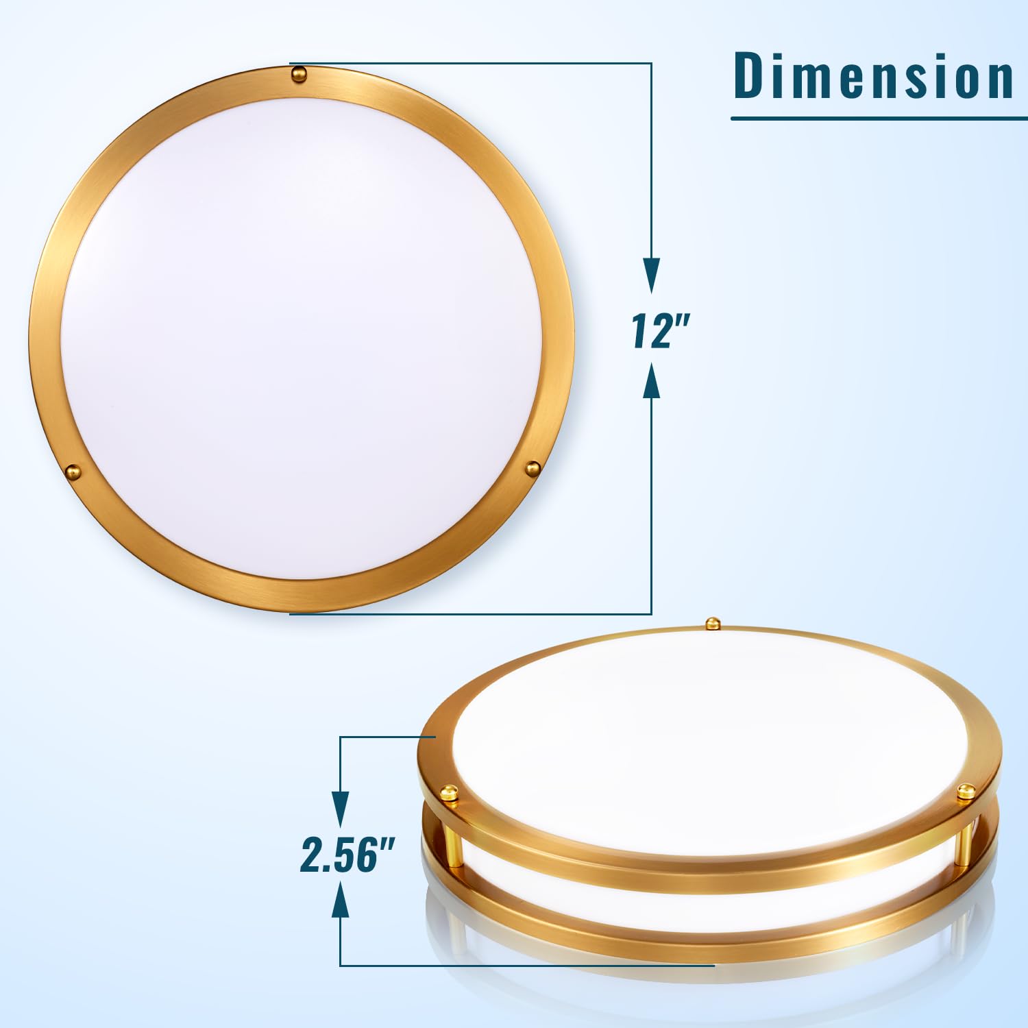 Wheatronic Gold Ceiling Light Fixture 24W, 12 Inch Led Flush Mount Ceiling Light For Bedroom, Kitchen, Bathroom, 5Cct Dimmable C