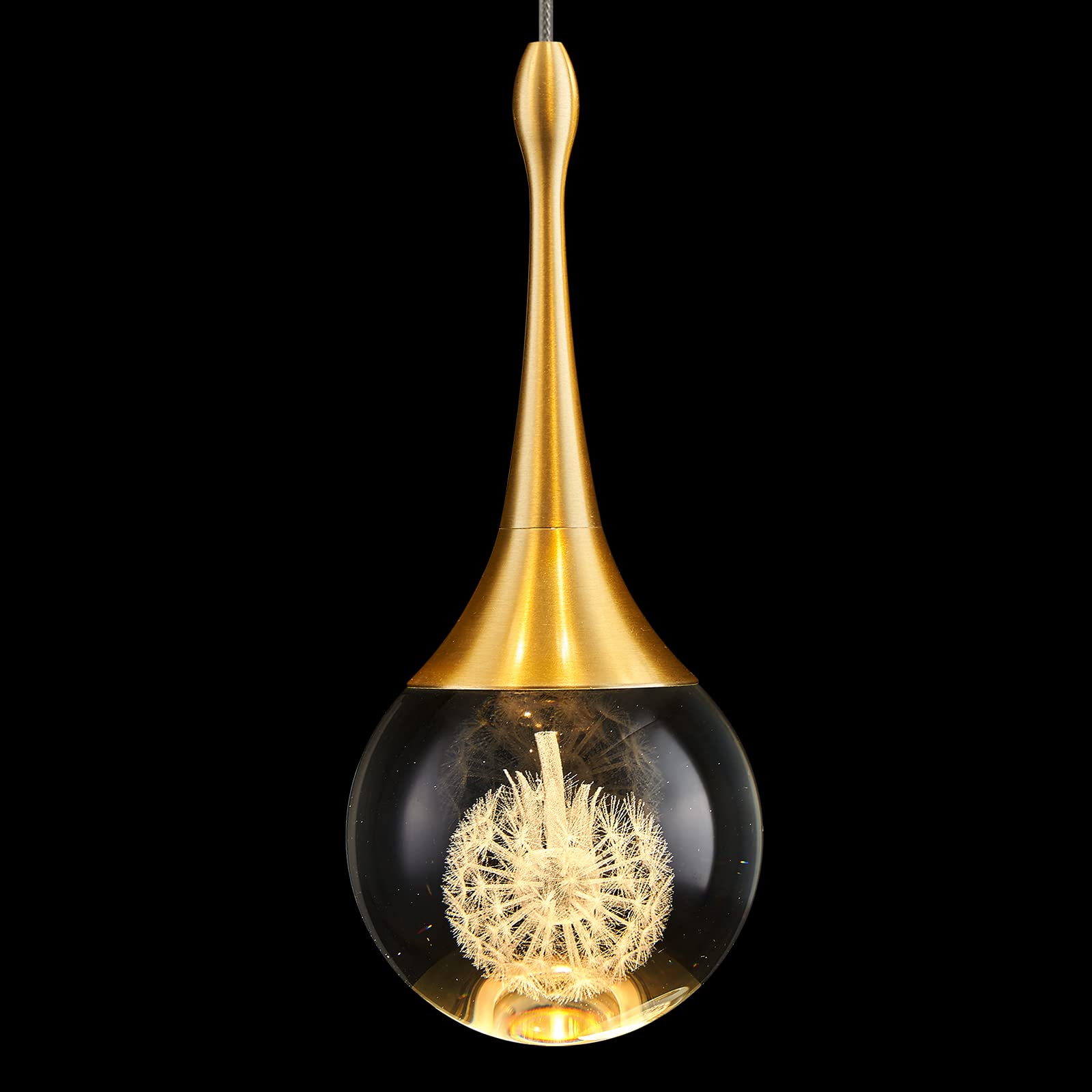 AIRYPHANT Modern LED Pendant Light for Kitchen Island, Dimmable Gold Teardrop Crystal Ceiling Pendant Lighting for Dining Room B